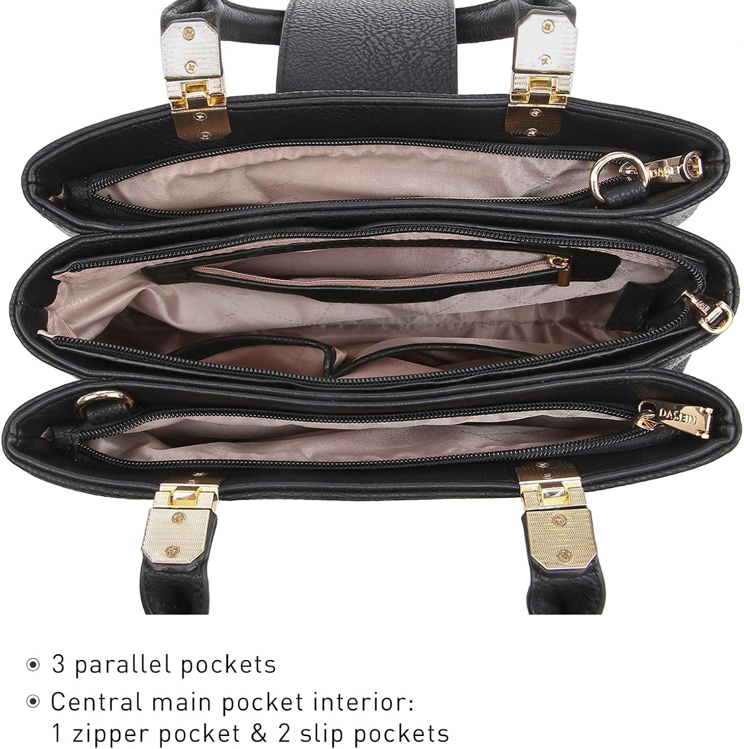 Dasein Women Satchel Handbags Top Handle Purse Medium Tote Bag Vegan Leather Shoulder Bag