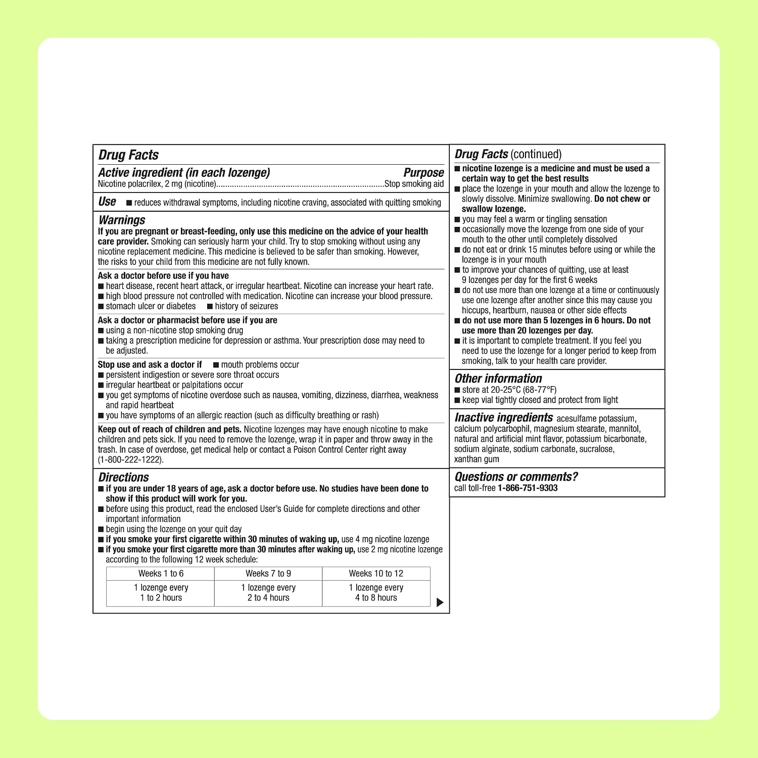 Amazon Basics Mini Nicotine Polacrilex Lozenge, 2 mg (Nicotine), Mint Flavor, 135 Count, (Previously Amazon Basic Care)