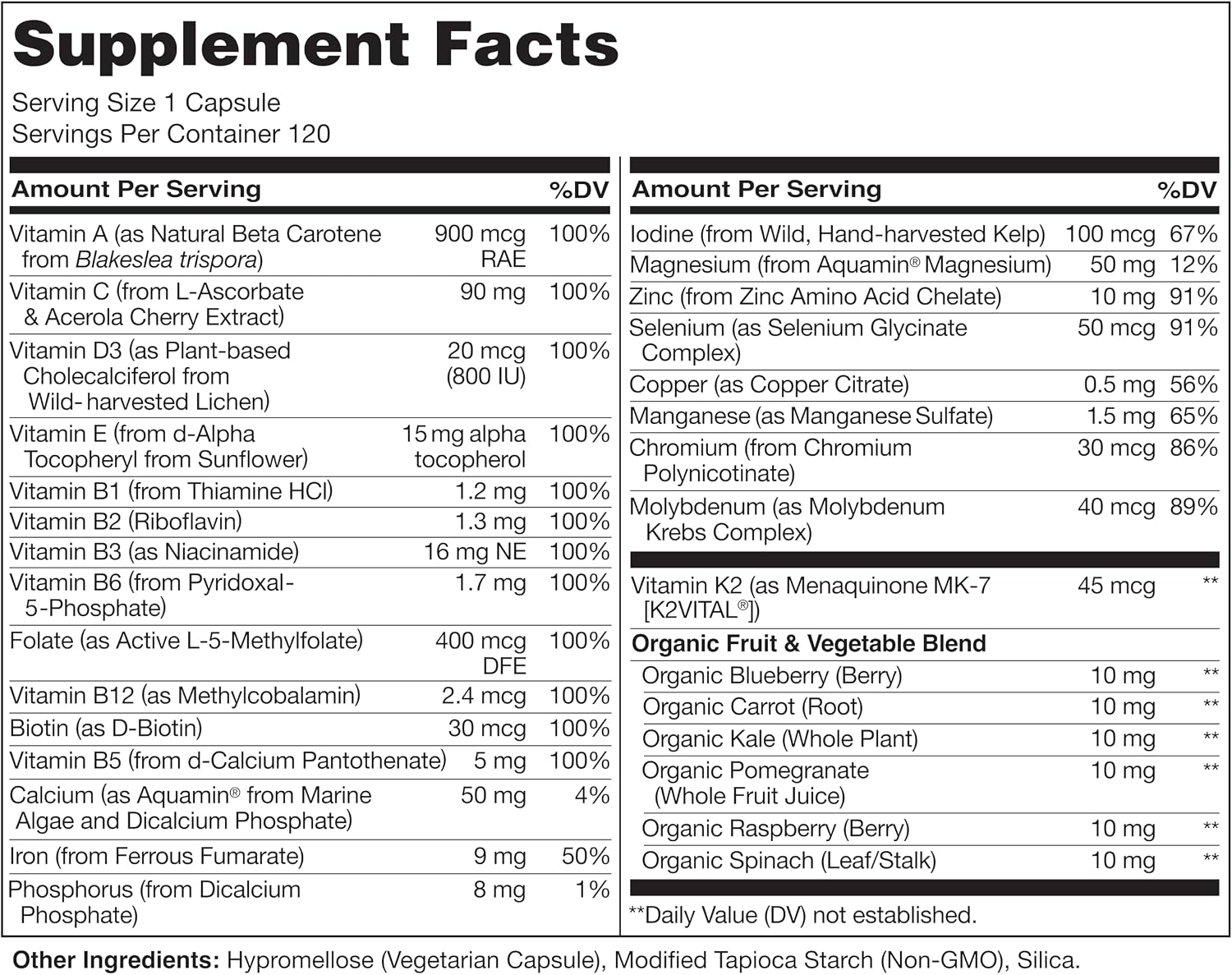 NATURELO One Daily Multivitamin for Men, 120 Vegetarian Capsules One Daily Multivitamin for Women, 120 Vegetarian Capsules Bundle - 4 Month Supply