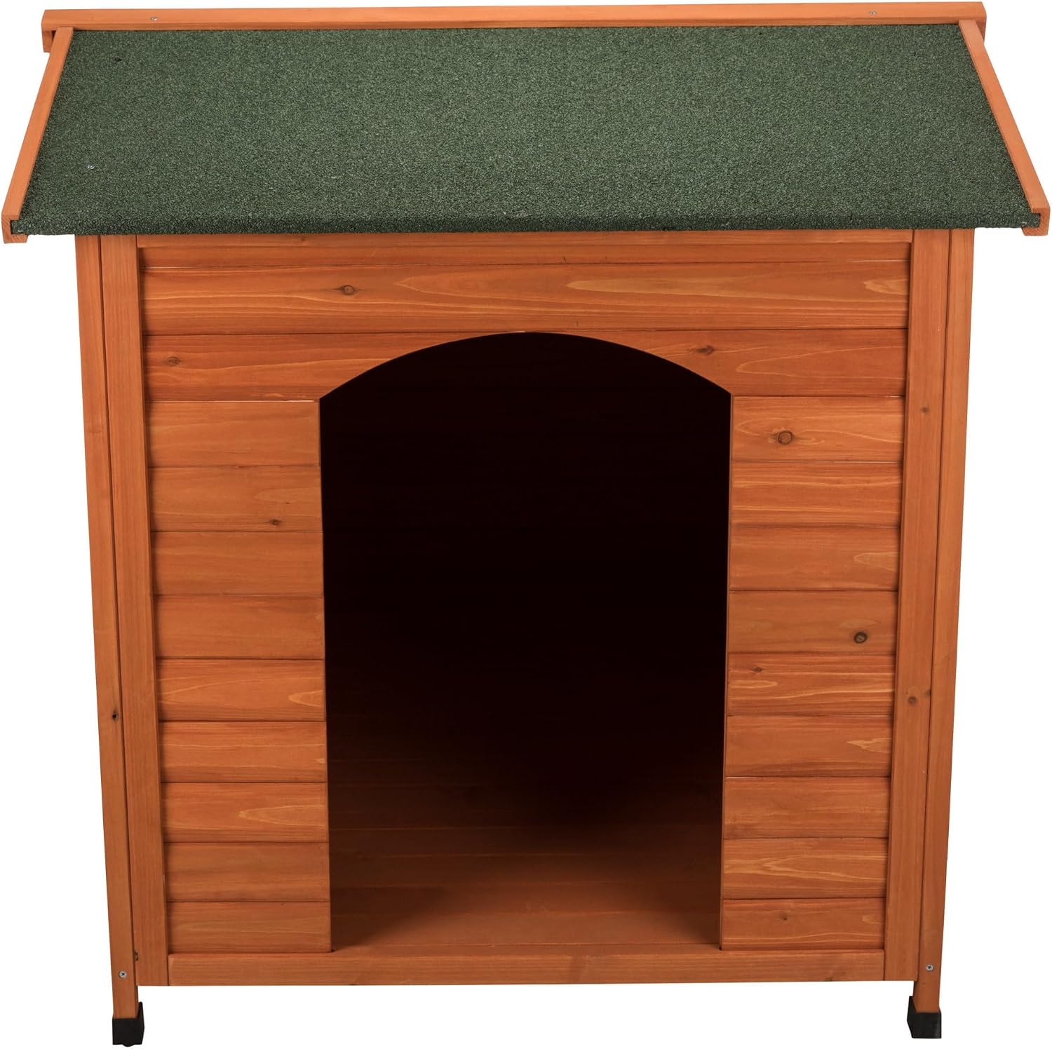 Trixie Natura Classic Dog House - Wooden Outdoor Shelter with Weatherproof Sealer, Hinged Roof & Adjustable Legs for Medium Dogs - Gray - 27 x 41 x 28.5 in
