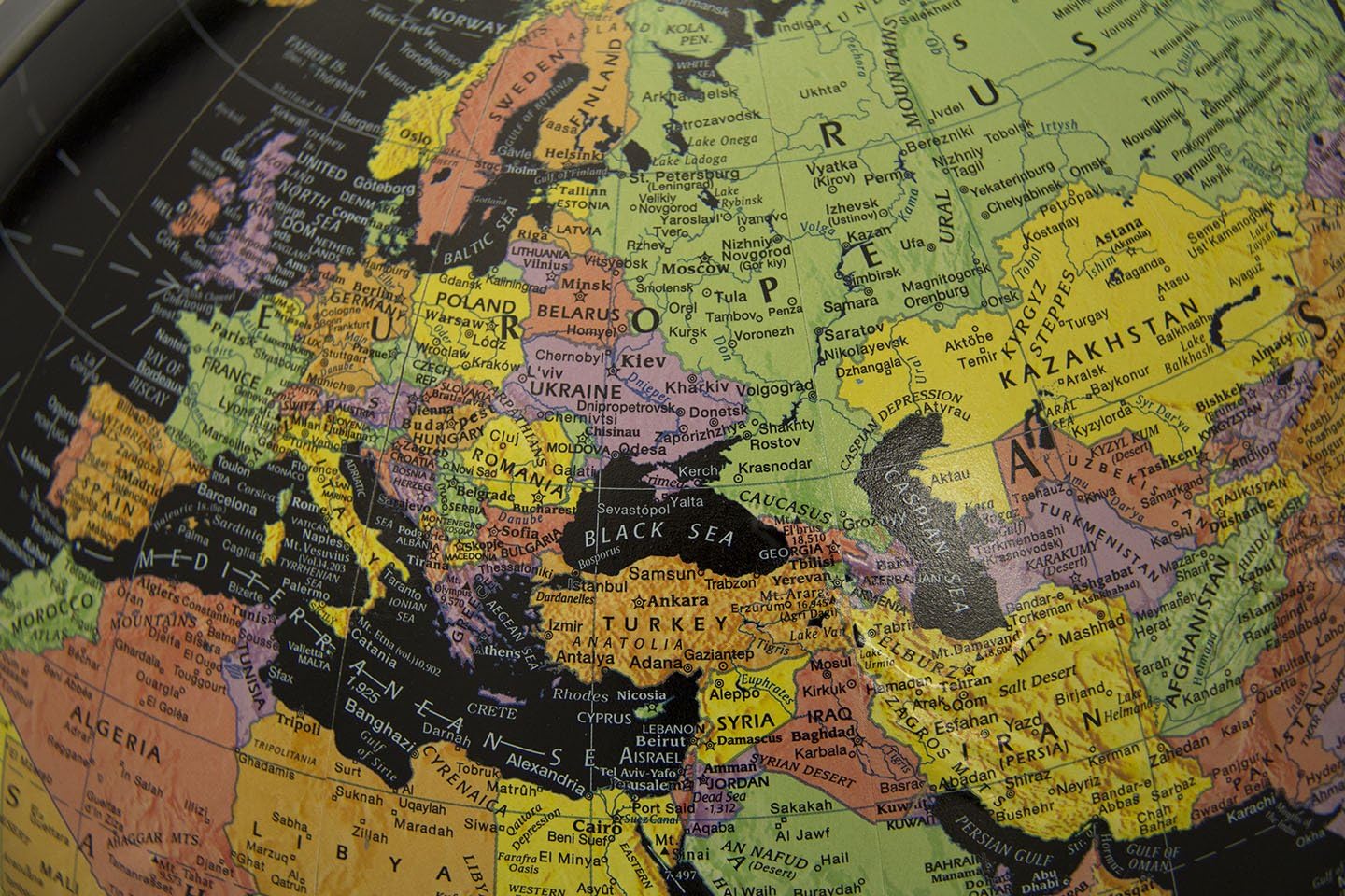 Replogle Starlight, Black Ocean World Globe, Desktop Piece, Gyro-matic meridian, Silver base, Detailed Cartography