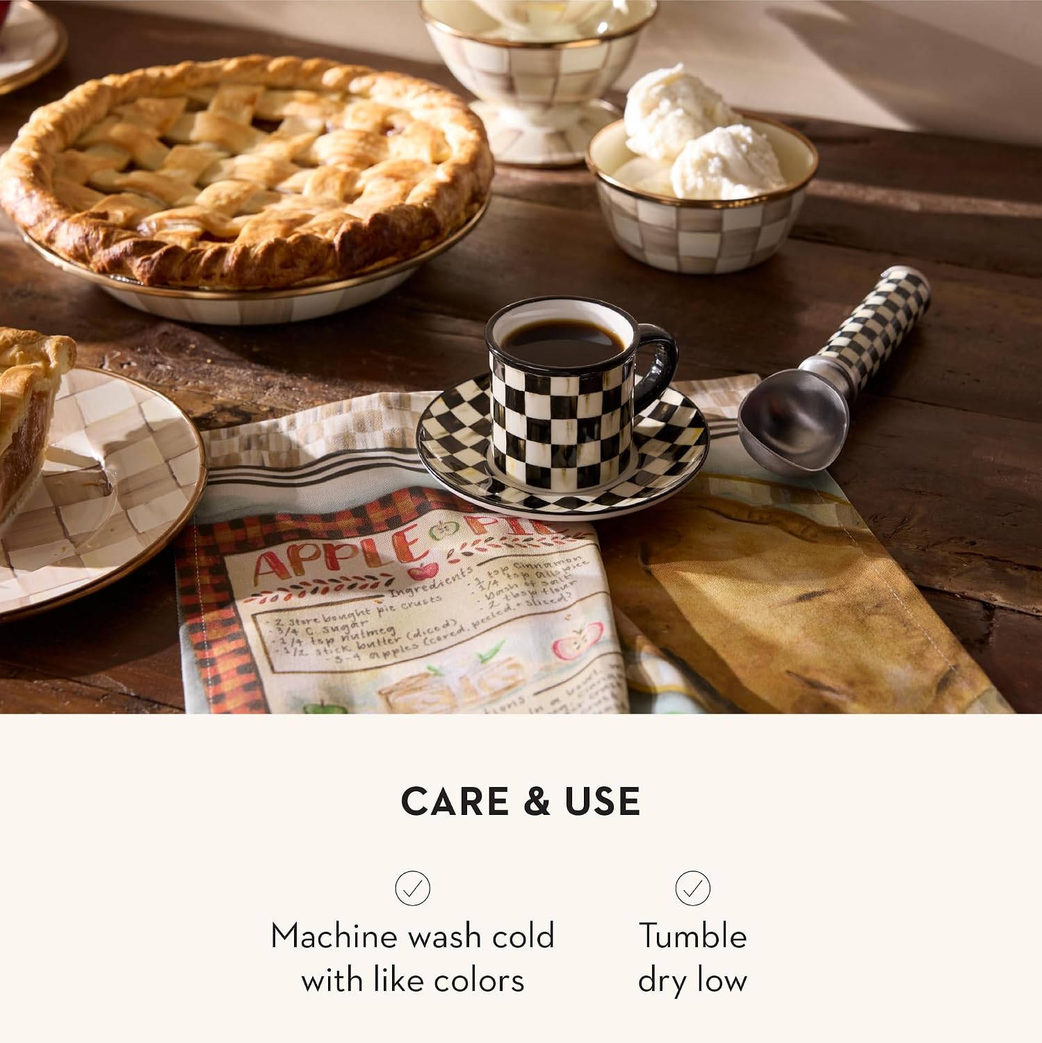 MACKENZIE-CHILDS Cotton Dish Towel, Hydrangea Tea Kettle