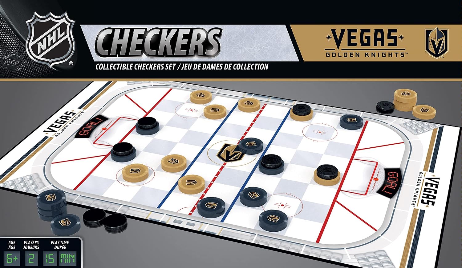 MasterPieces Officially licensed NHL League-NHL Checkers Board Game for Families and Kids ages 6 and Up