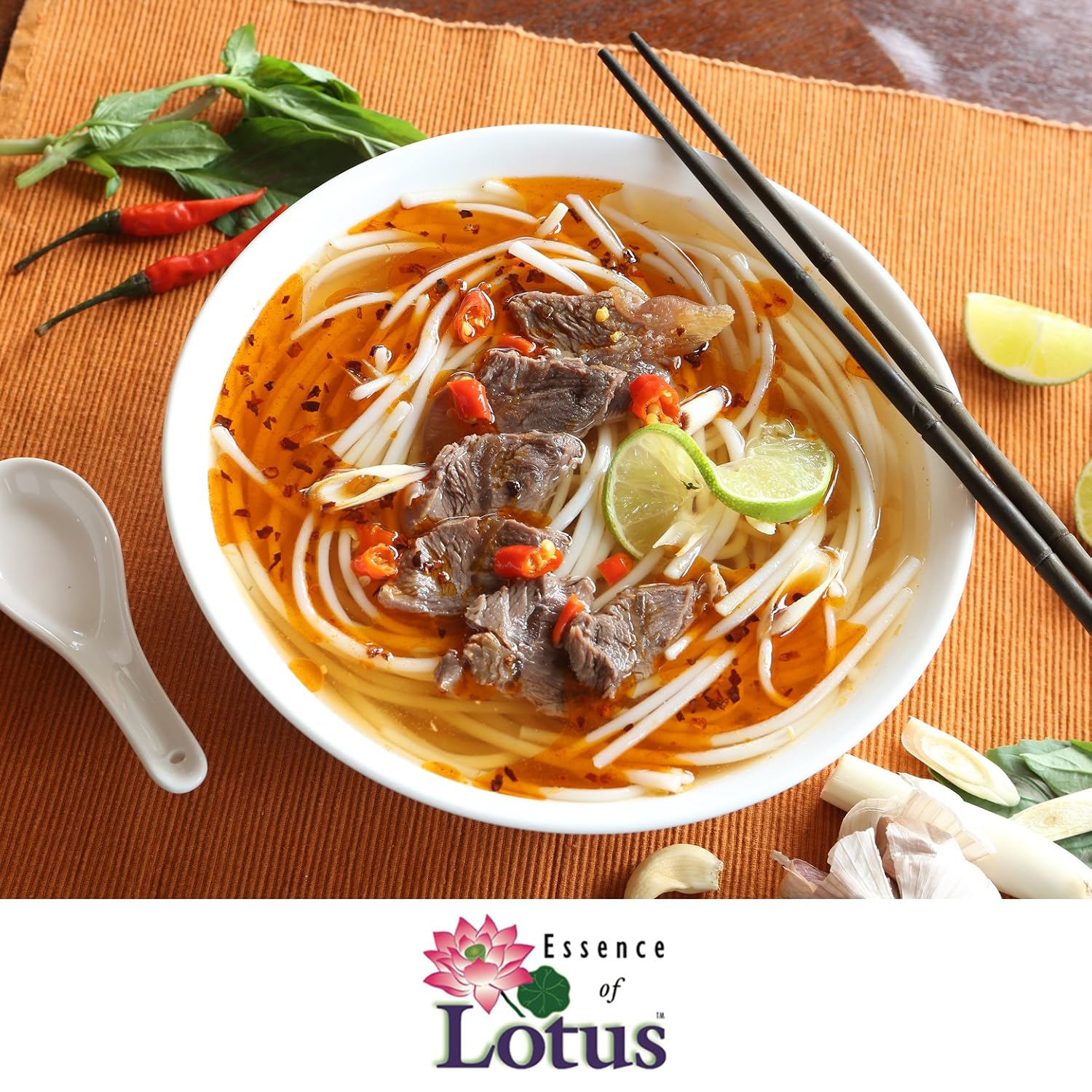 Essence of Lotus Instant Spicy Beef Pho Soup Mix — Ready-to-Eat Flavorful, Restaurant-Quality Pho broth, Made in the US (Spicy Beef Soup Mix, 1-Pack) | Ready-to-Eat, broth