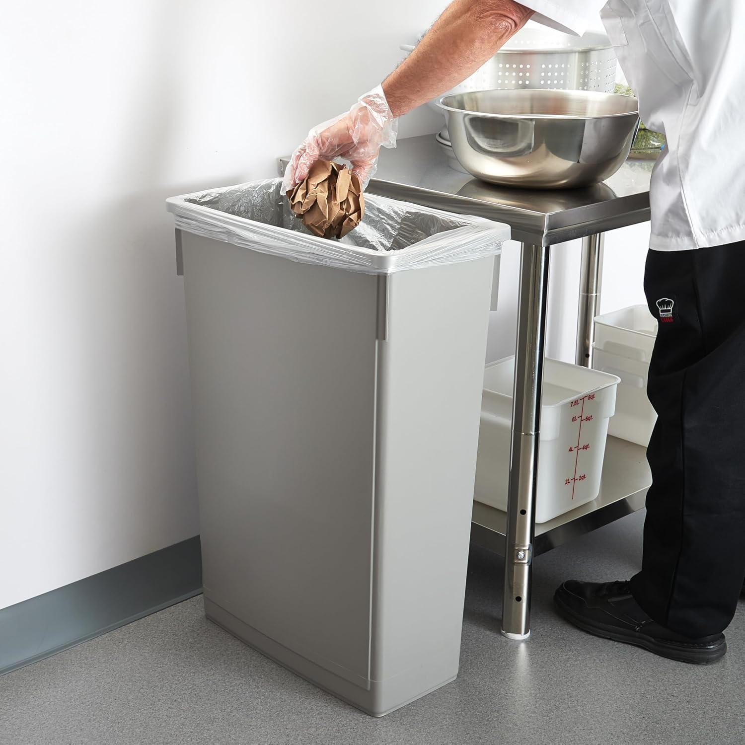 Winco Slender Trash Can, 23-Gallon, Brown | Great for Kitchens, Dining Areas and Back-of-house Cleanup