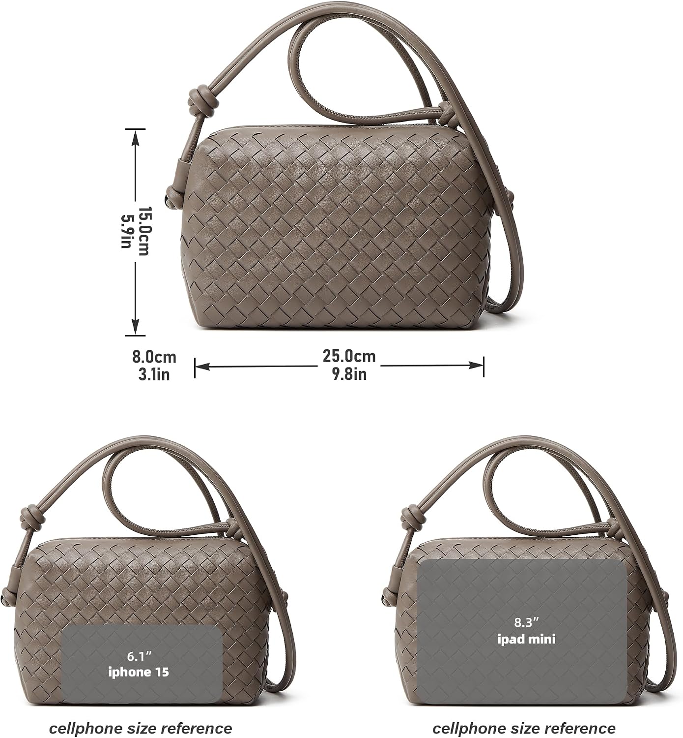 Woven Crossbody Bag for Women: Vegan Leather Handbag for Leisure | Classic Handwoven Bag For Style - Compact Design, Lightweight, Minimalist Style, Fits Phone, Cards & Key, Ideal for Daily Use