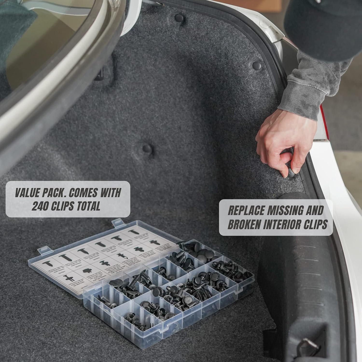 Sunplustrade 240 Pcs Bumper Clips Car Clips Plastic Rivets Fasteners Push Retainer Kit Most Popular Sizes Auto Push Pin Rivets Set for GM Ford