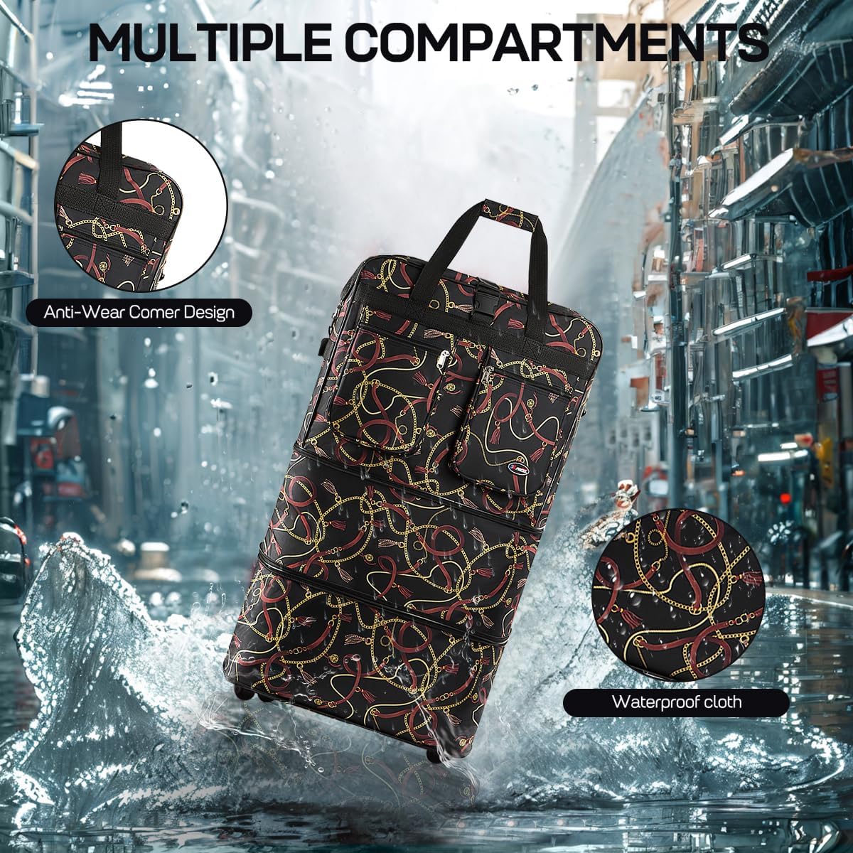 40'' Expandable Rolling Duffel Bag Suitcases w/Wheels,Foldable Luggage Bag