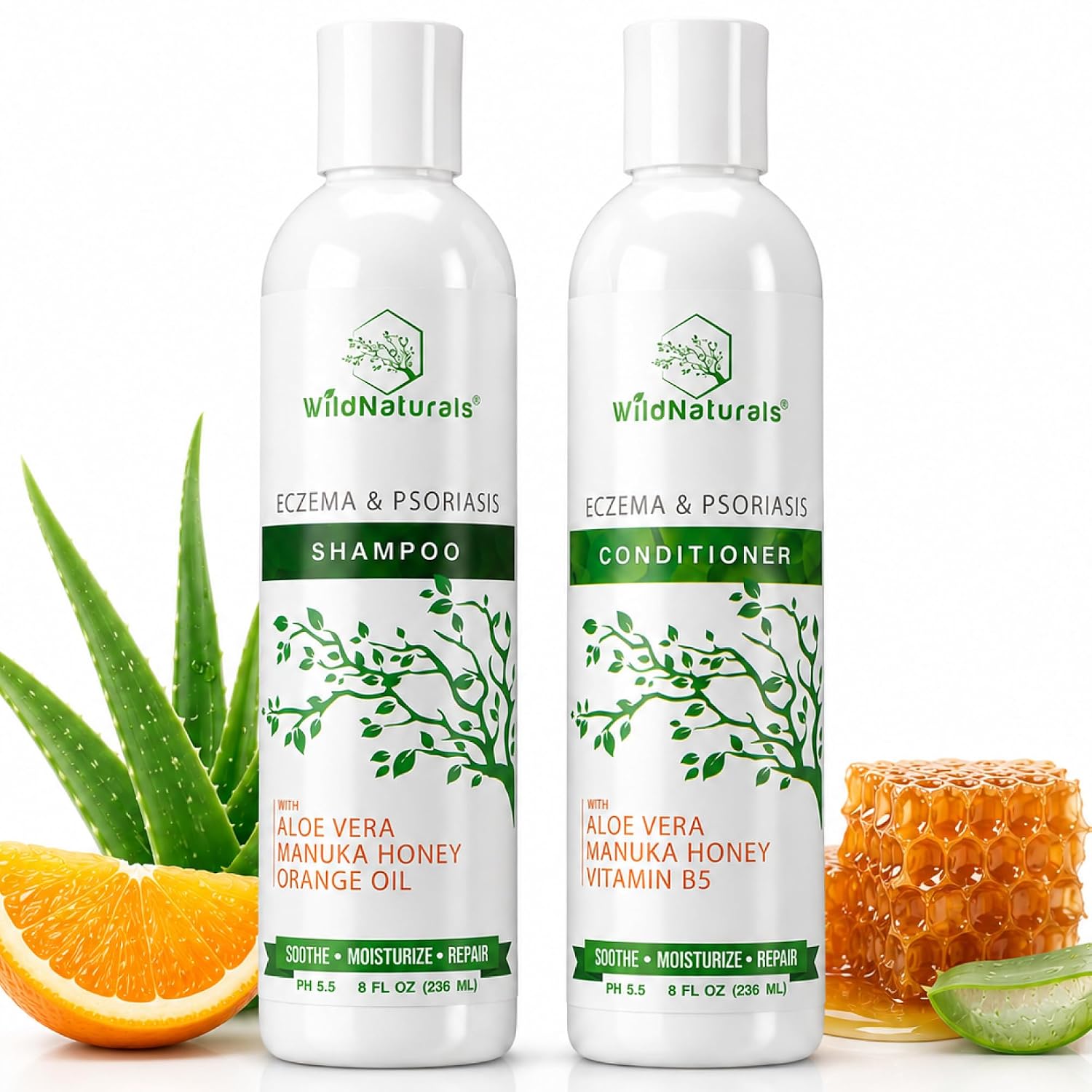 Eczema Psoriasis Shampoo & Conditioner Set for Men & Women - Anti Dandruff Shampoo for Dry Scalp & Hair - Seborrheic Dermatitis for Itchy Scalp Treatment - Eczema for Psoriasis