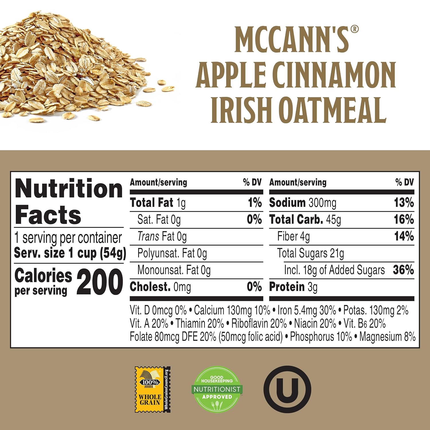 McCann's Irish Oatmeal Instant Oatmeal Cup, Maple Brown Sugar, 1.9 Ounce (Pack of 12)