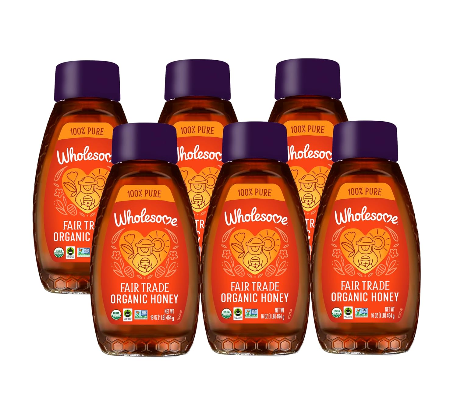 Wholesome Sweeteners 24-Ounce Organic Honey Bottle, 100% Pure, Fair Trade Certified, Non GMO Project Verified & Gluten Free, 1 Pack