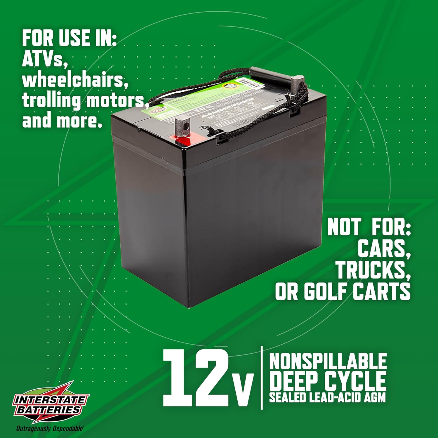 Interstate Batteries 12V 35Ah SLA AGM Deep Cycle Battery Insert Terminal