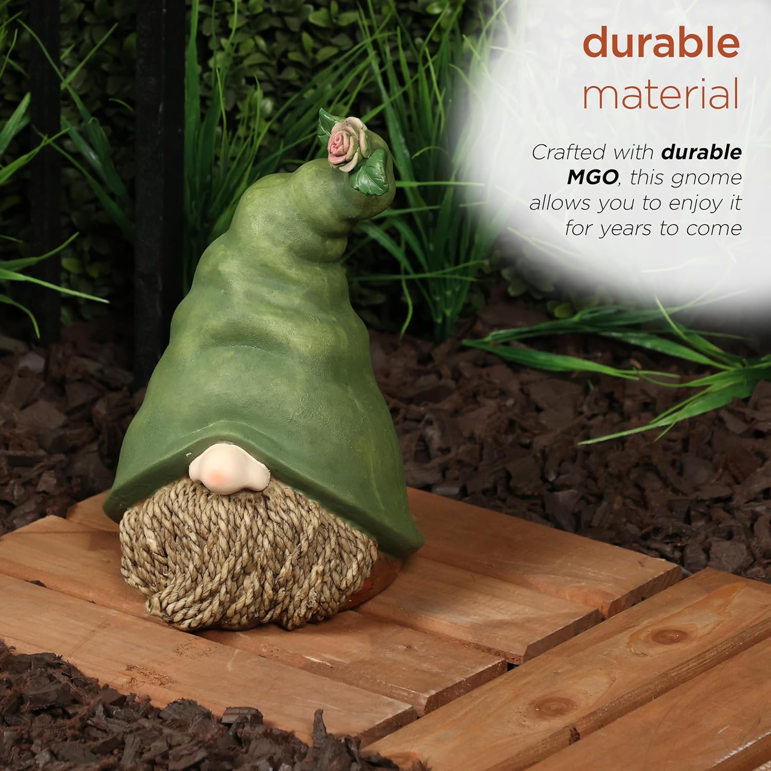 Alpine Corporation 12" Tall Traditional Outdoor Garden Gnome Yard Statue Decoration