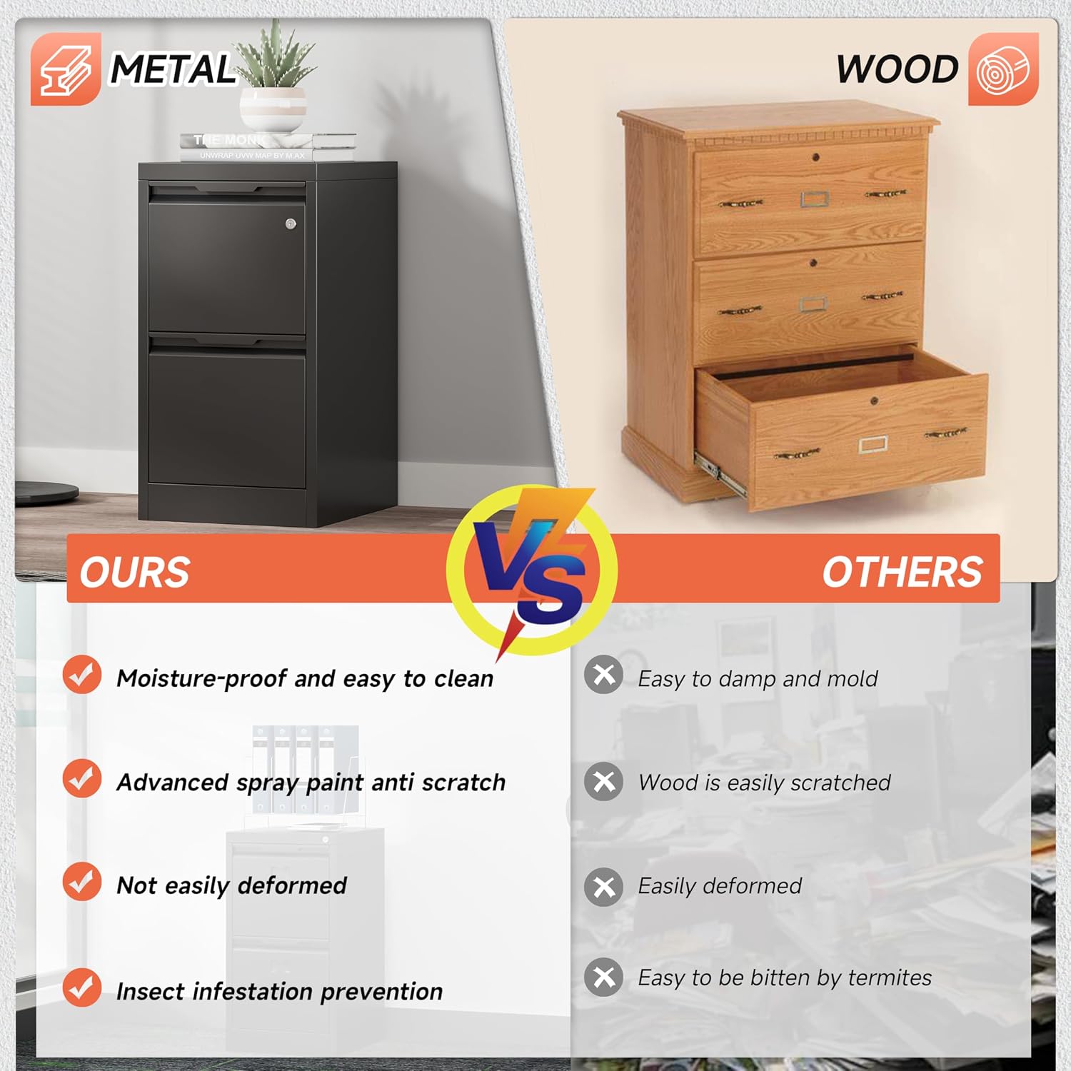 3 Drawer File Cabinet with Lock,Vertical Filing Cabinets for Home Office,Heavy Duty Metal File Cabinet for Hanging A4/Letter/Legal Size File,Vertical File Cabinet 15" W X 17.8" D X 38.3" H-Black