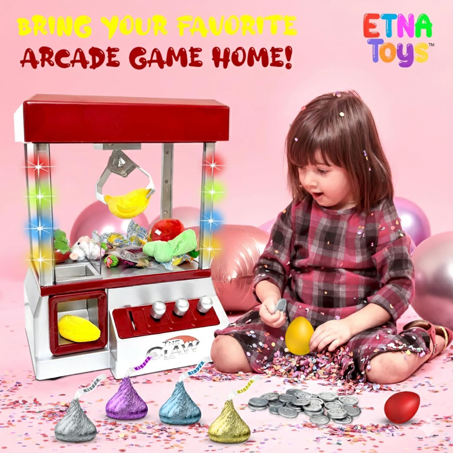 Etna Electronic Arcade Claw Machine - Toy Grabber Machine with Flashing LED Lights and Sound