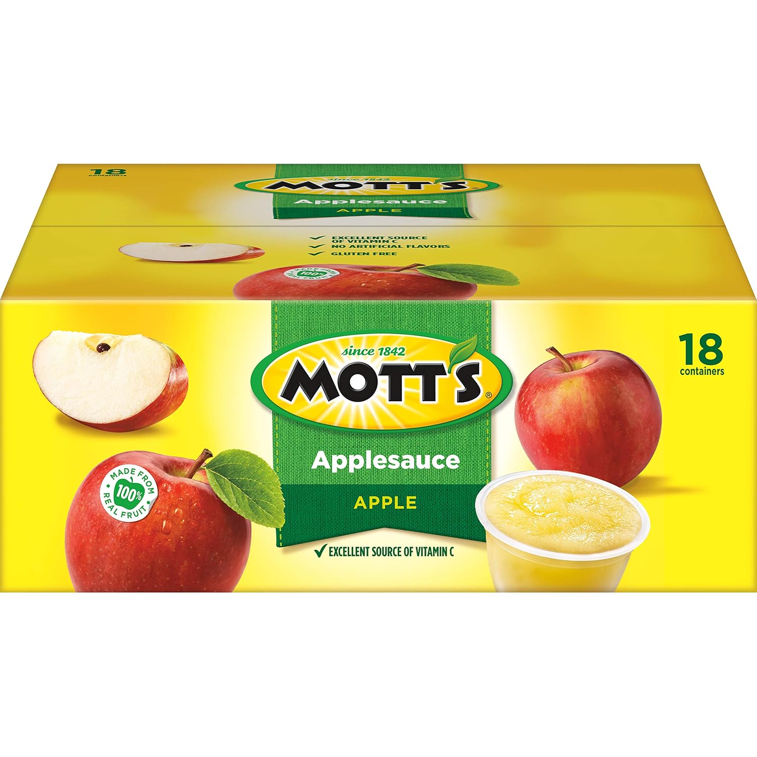 Mott's Applesauce, 4 Oz Cups, 36 Count, No Artificial Flavors, Good Source of Vitamin C, Nutritious Option for The Whole Family