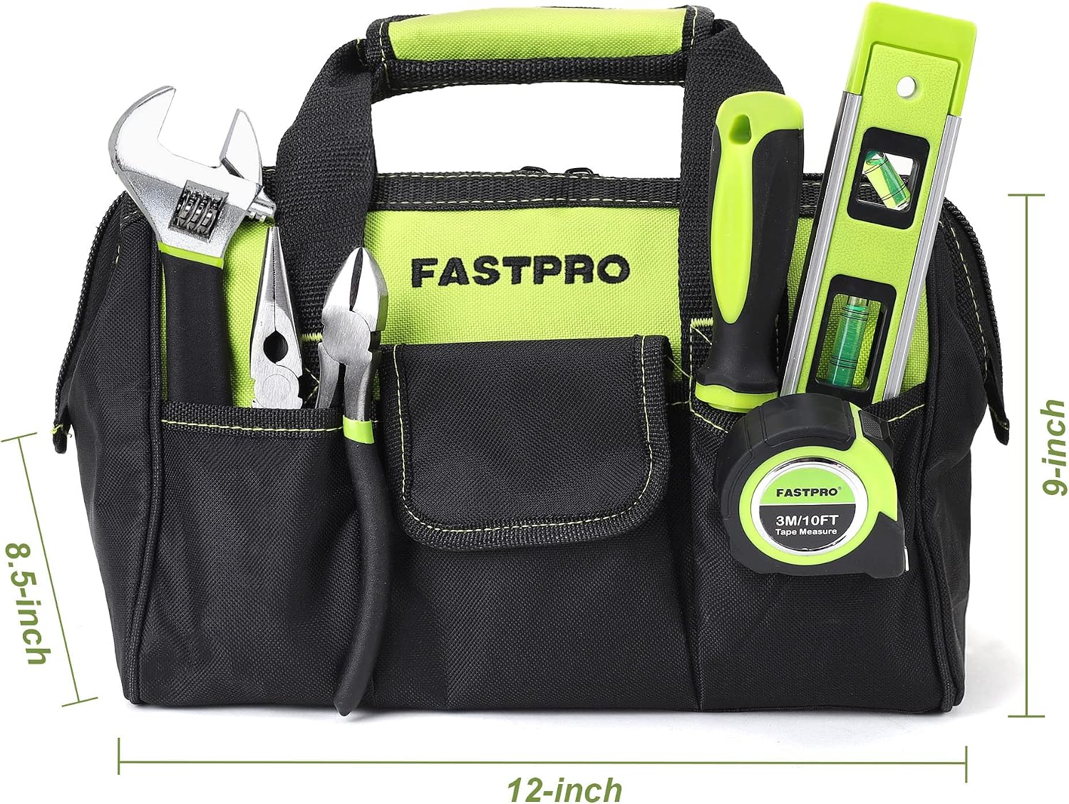 FASTPRO 215-Piece Home Repairing Tool Set with 12-Inch Wide Mouth Open Storage Bag, Household Hand Tool Kit,Red