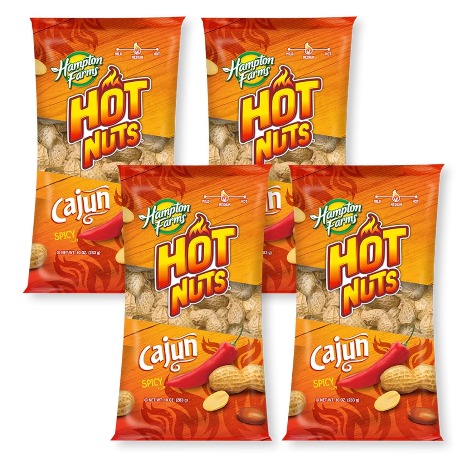 Hampton Farms Fancy Roasted In-Shell Cajun Peanuts, USA Grown, 10 oz Bag | Bold spicy Cajun roasted in-shell peanuts, USA grown, all natural, great for snacking and game day