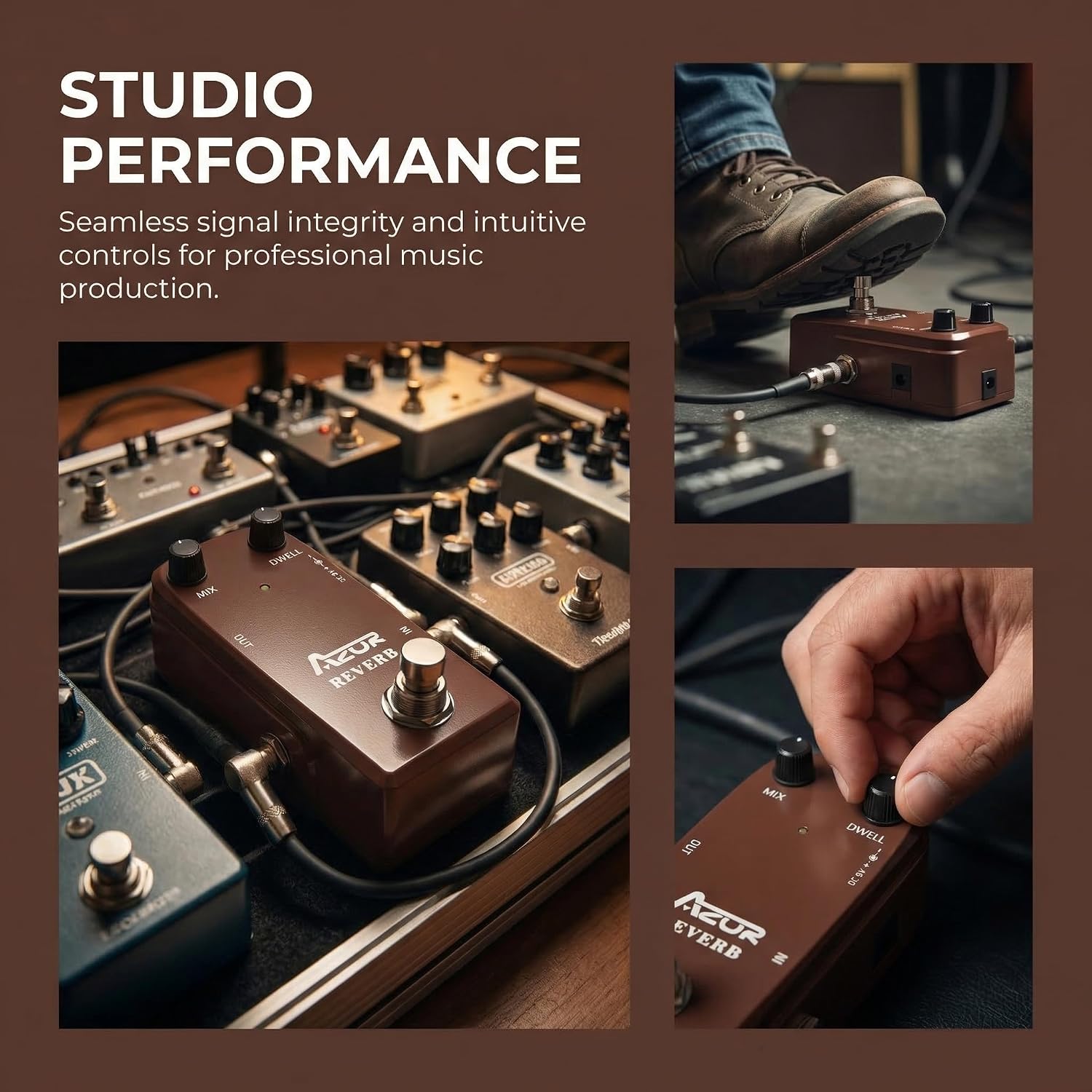 AZOR 5 Band Bass EQ Pedal, Aluminium Alloy True Bypass Equalizer Effect Pedal, Compact Mini Tone Control Pedal for Electric Bass Guitar