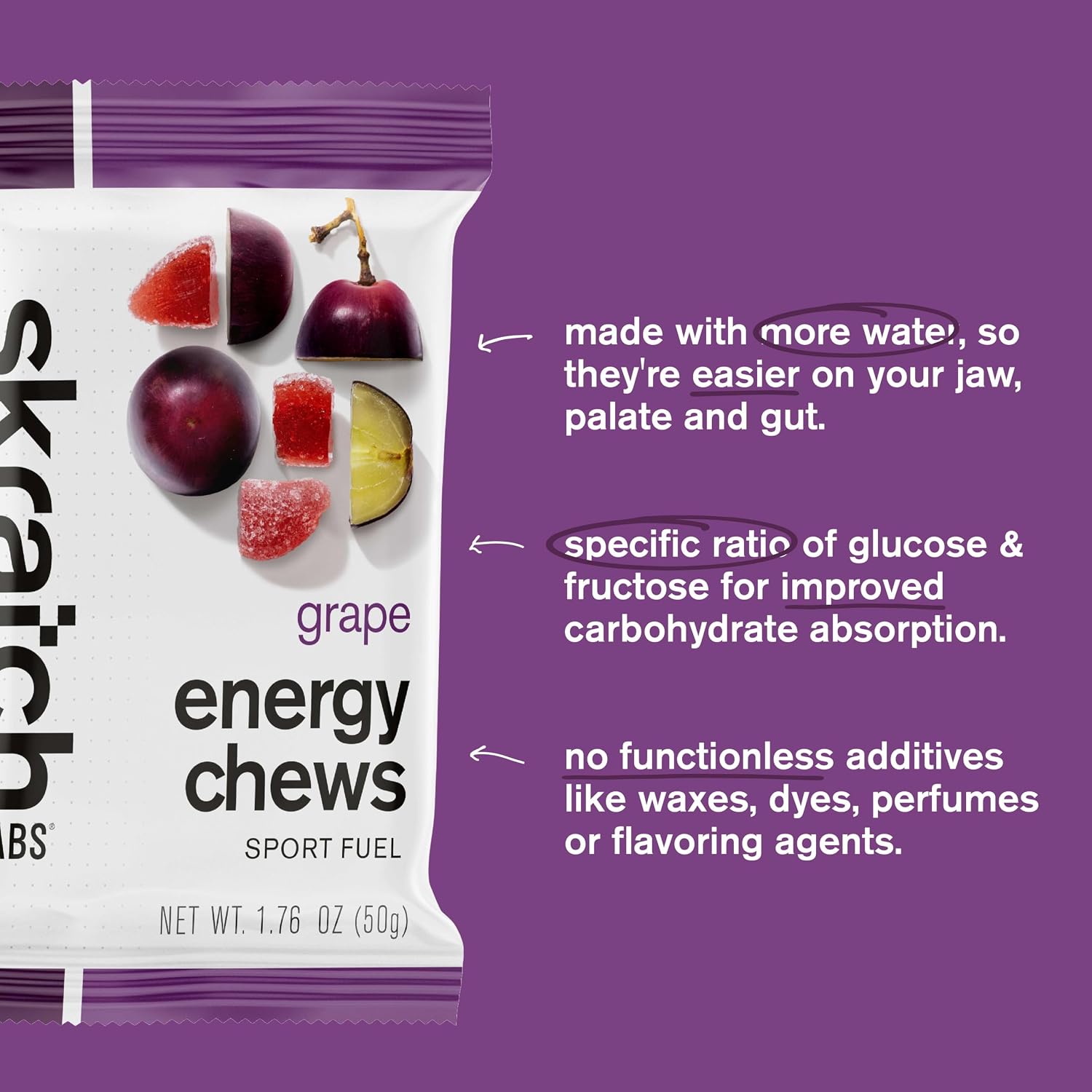 Skratch Labs Energy Chews, Caffeinated Sour Cherry, 10 Pack