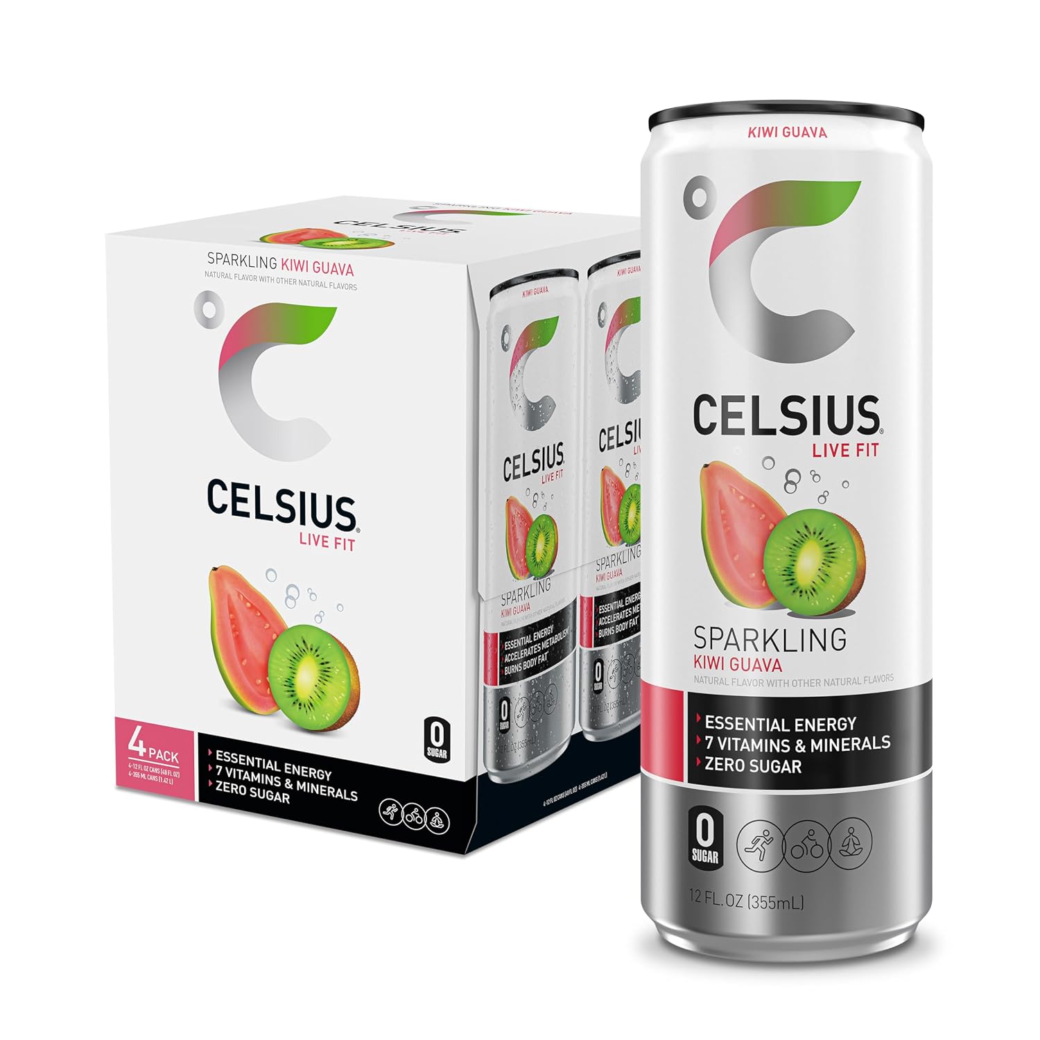 CELSIUS Sparkling Orange, Sugar Free Energy Drink, 12 Fl Oz (Pack of 4)
