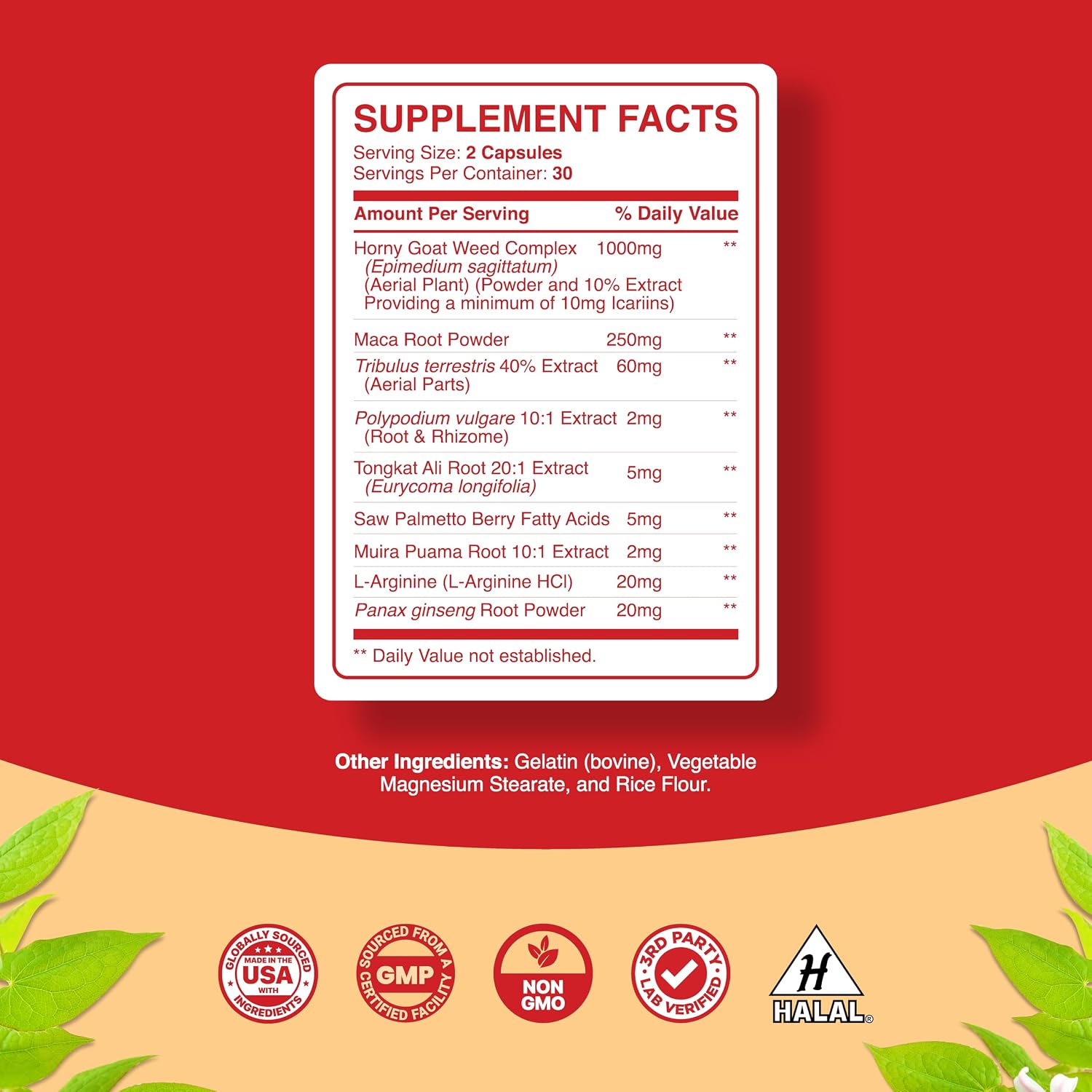 Pure Horny Goat Weed Extract with Maca Powder – Immune Support – Helps Increase Drive and Stamina – Booster for Men and Women Tongkat Ali Plus