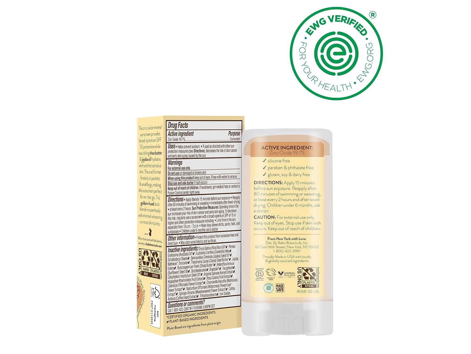 Babo Botanicals Daily Sheer Mineral Tinted Sunscreen Stick SPF50 - Natural Zinc Oxide - For Face - For all ages - EWG Verified - Water Resistant