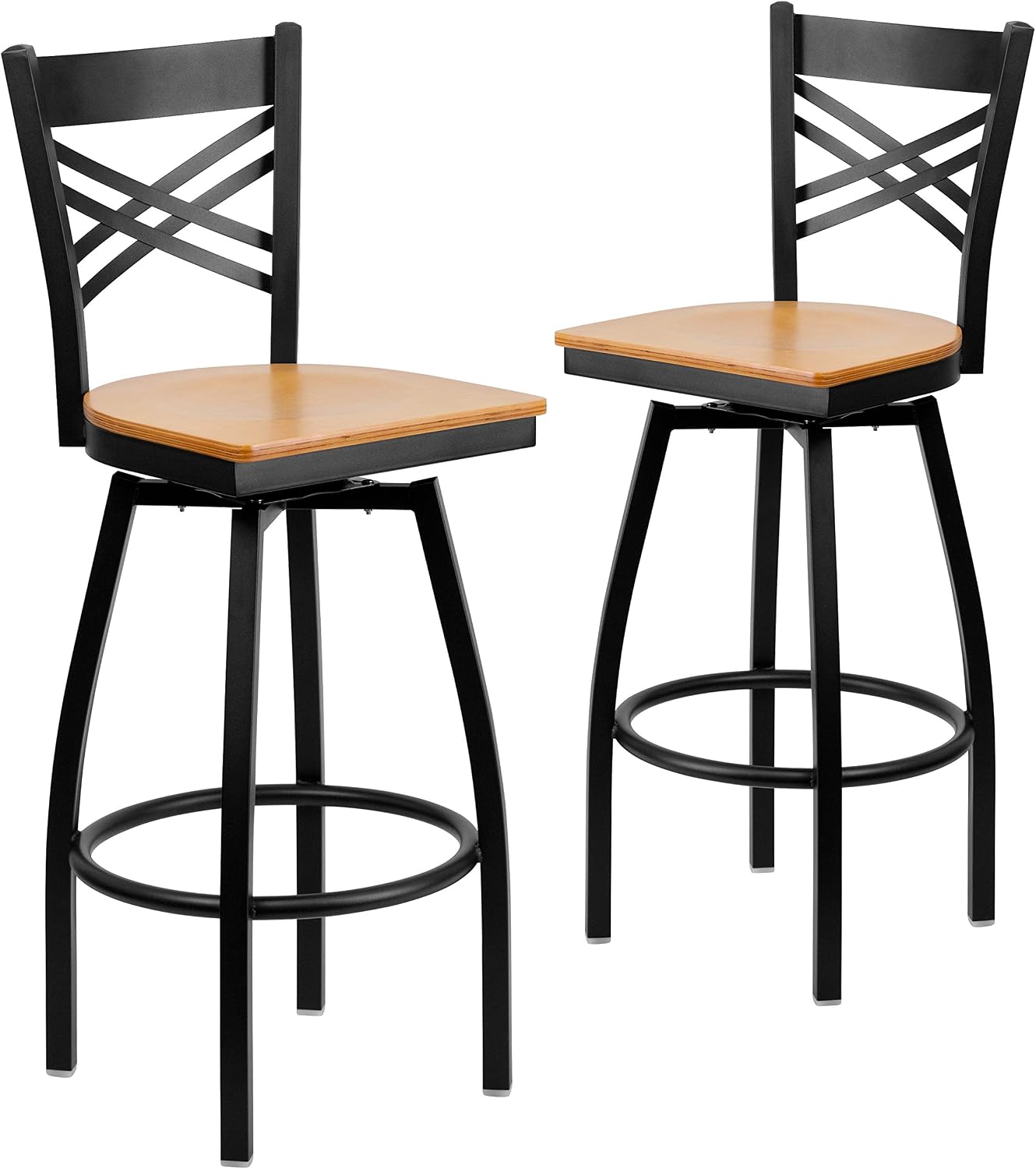 Flash Furniture Hercules Series "X" Back Metal Restaurant Barstool, Modern Upholstered Armless Bar Height Chair for Restaurants and Kitchens, Black | X Back Style, Vinyl Upholstery, Durable Construction, Commercial Use