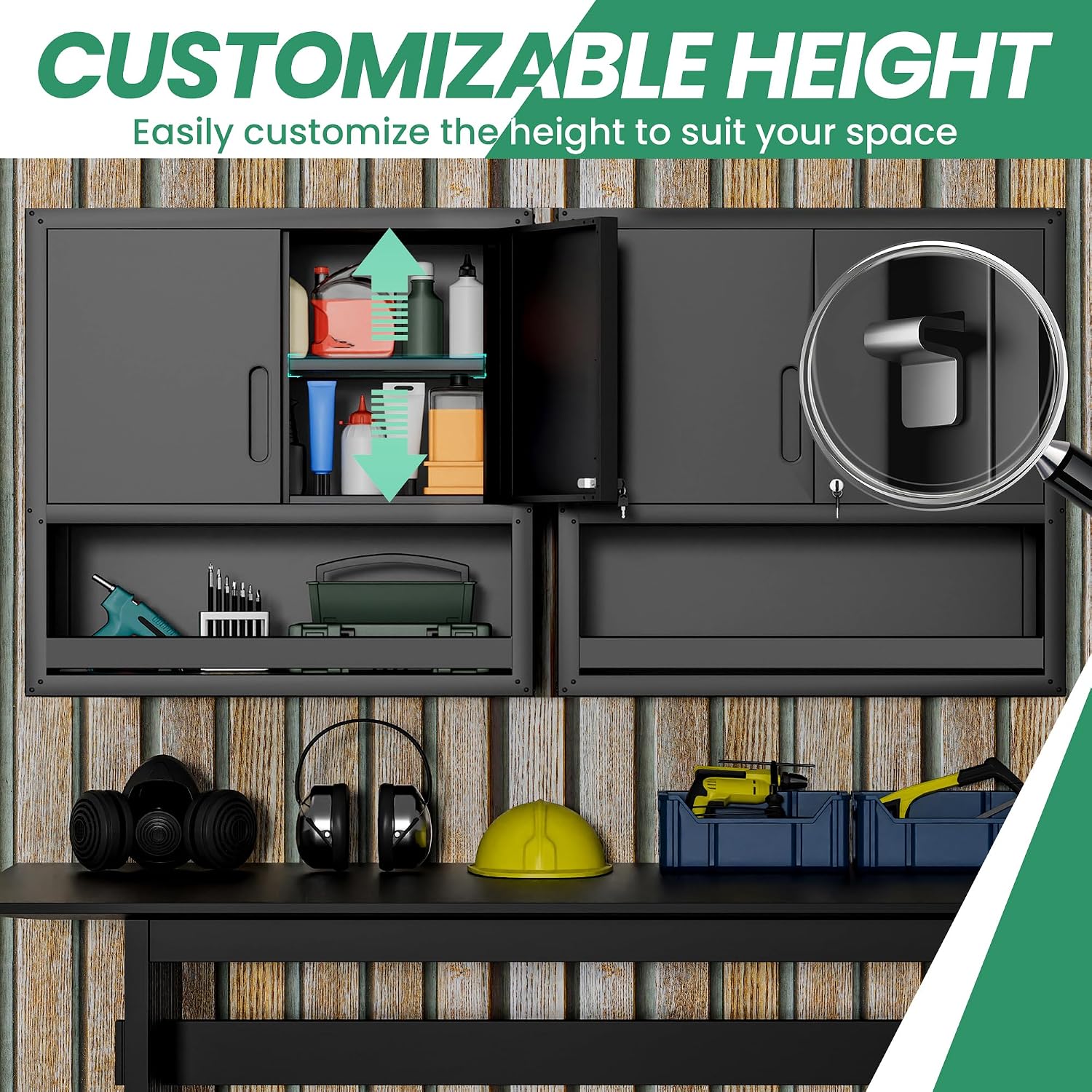 Garage Cabinets,Metal Garage Storage Cabinet with Wheels,Black Lockable Rolling Tool Cabinet with Drawer and Adjustable Shelves,Heavy Duty Tool Chest for Home Office Utility Room