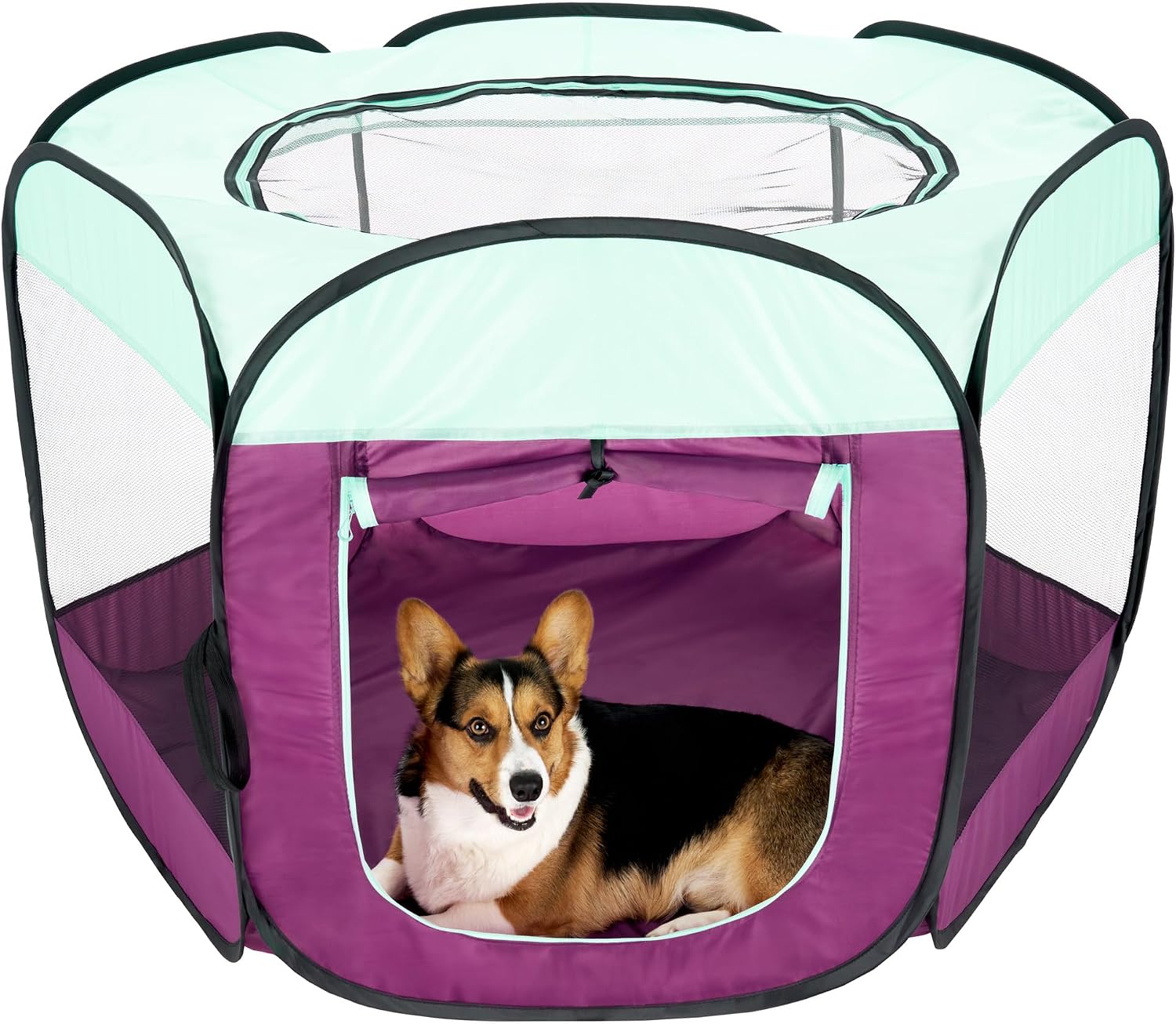 Furhaven Portable Dog Playpen Cat Tent, Pet playground,Kennel foldable indoor outdoor zippered puppy crate - Hunter Green, Medium