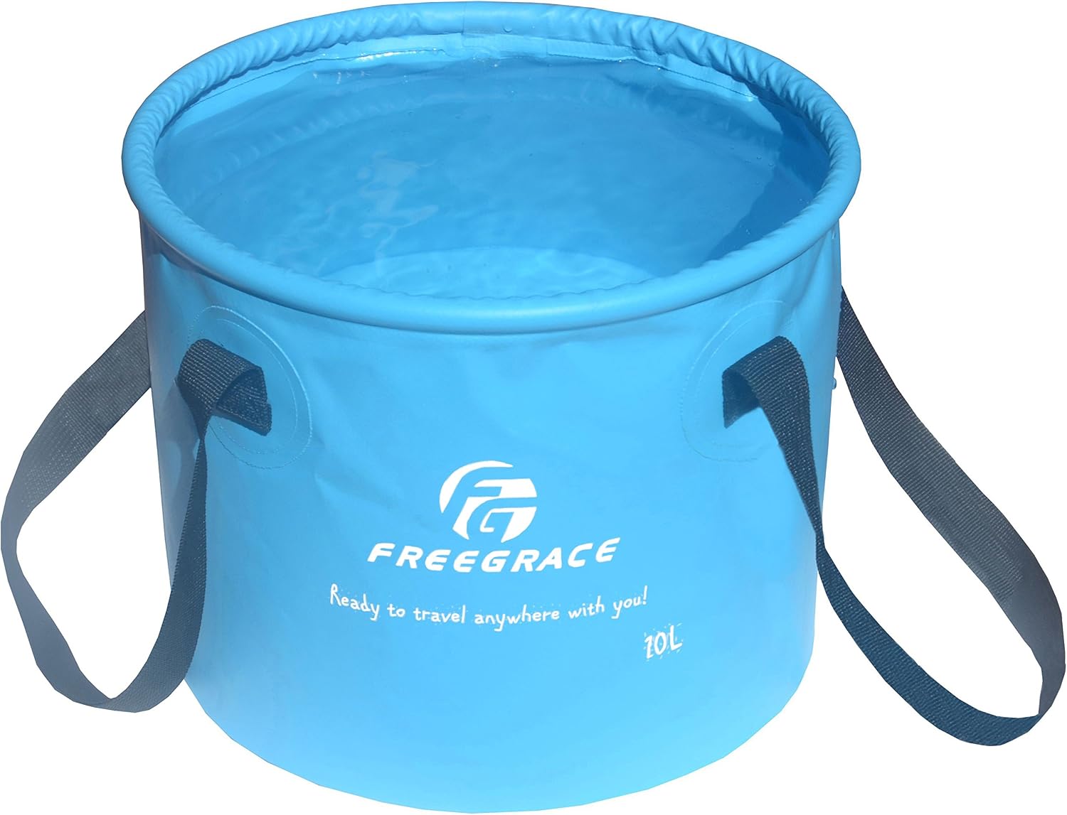 Freegrace Collapsible Bucket with Mesh Tool Pocket - 10L, 16L & 23L Portable Folding Water Container - Heavy Duty 500D Tarpaulin, BPA-Free Wash Basin for Camping, Fishing, RV, and Car Washing