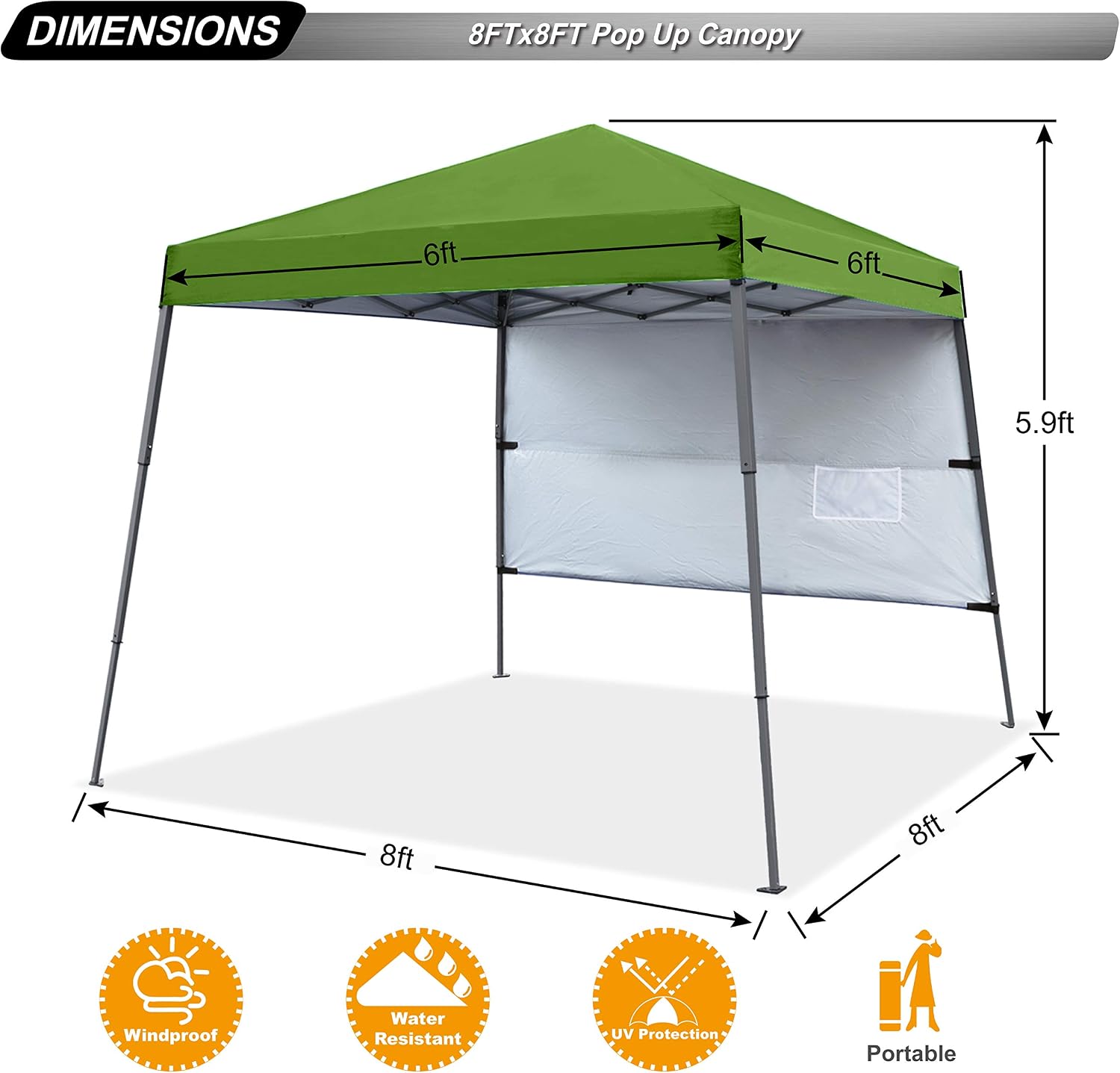 ABCCANOPY Outdoor Pop Up Canopy 10x10 Beach Camping Canopy with 1 Sun Wall, Bonus Backpack Bag, Stakes and Ropes, Sky Blue | Backpack Carry Bag, Stakes & Guy Ropes Included, Easy Setup; For Beach, Camping, Backyard
