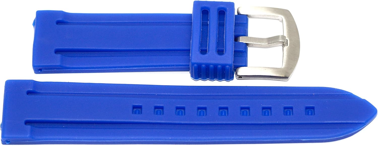24MM Blue Mens Soft Silicon Rubber Sport Diver Watch Band Strap FITS Invicta
