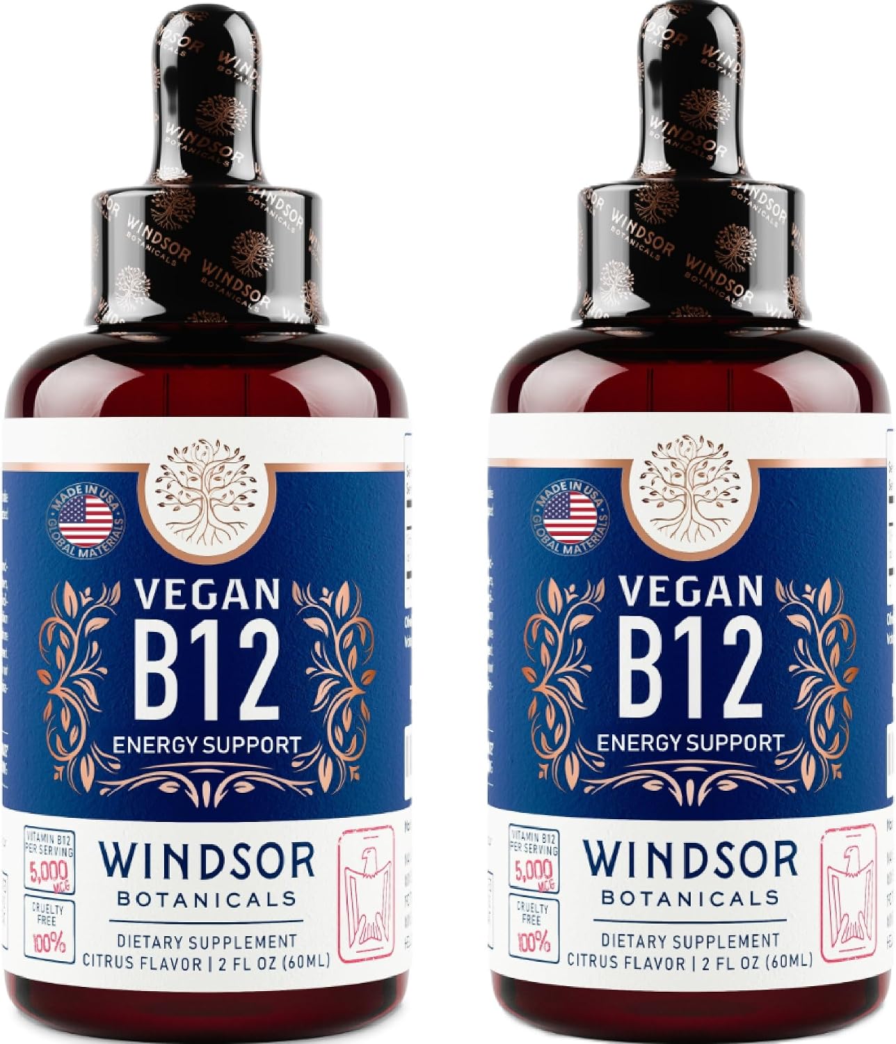 Vegan Vitamin B12 Liquid - Max Strength Methylcobalamin B12 Sublingual 5000 mcg - Fast Absorbing Supplement for Mood
