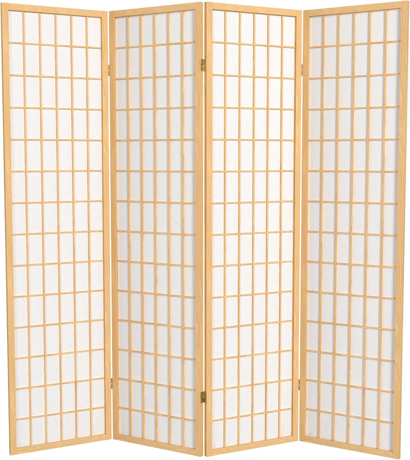Red Lantern 6 ft. Tall Window Pane Shoji Screen - Walnut - 5 Panels
