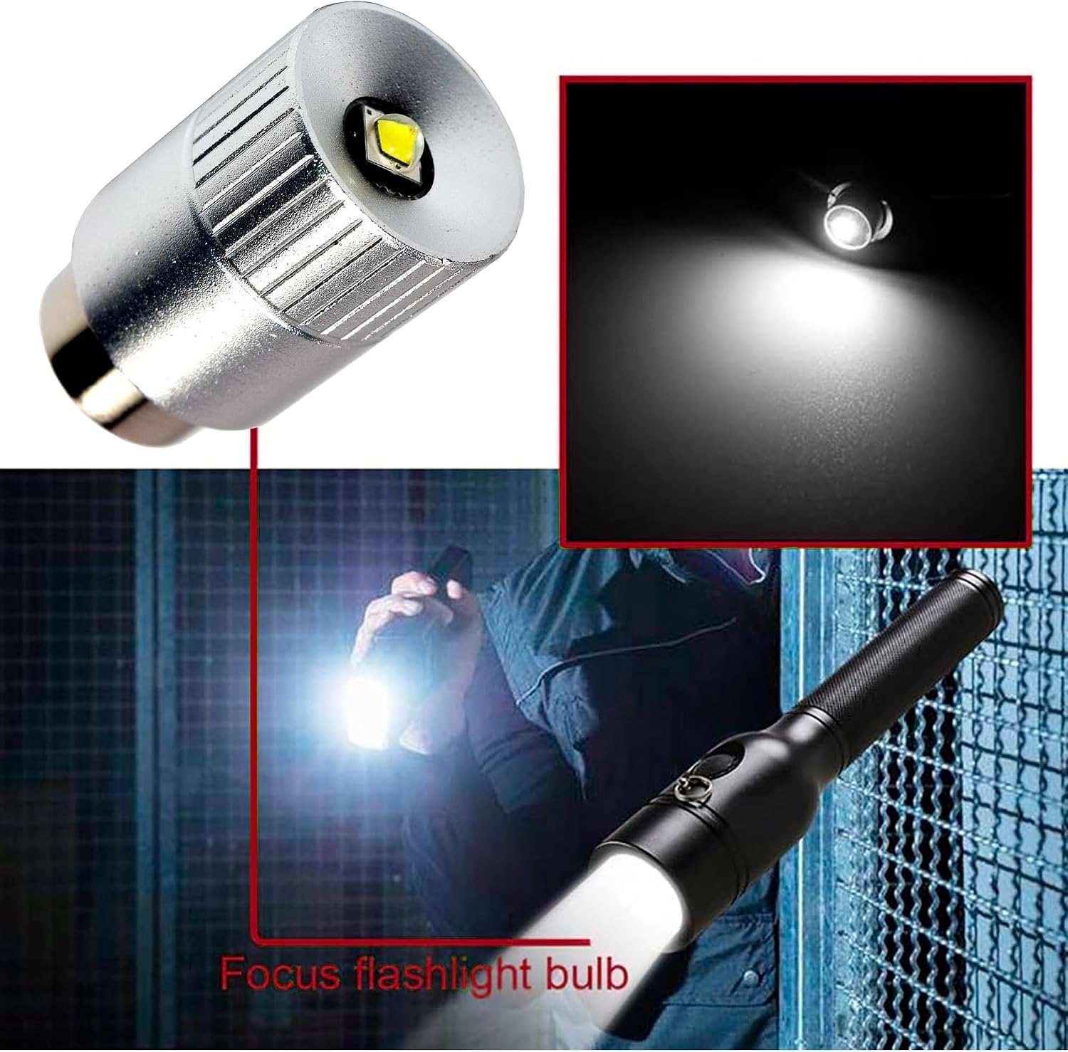 HQRP 2-Pack Ultra Bright 300Lm High Power 3W LED Upgrade Bulb Compatible with MagLight 2D 3D 2C 3C Halogen Xenon Flashlight D30113730000 LWSA201