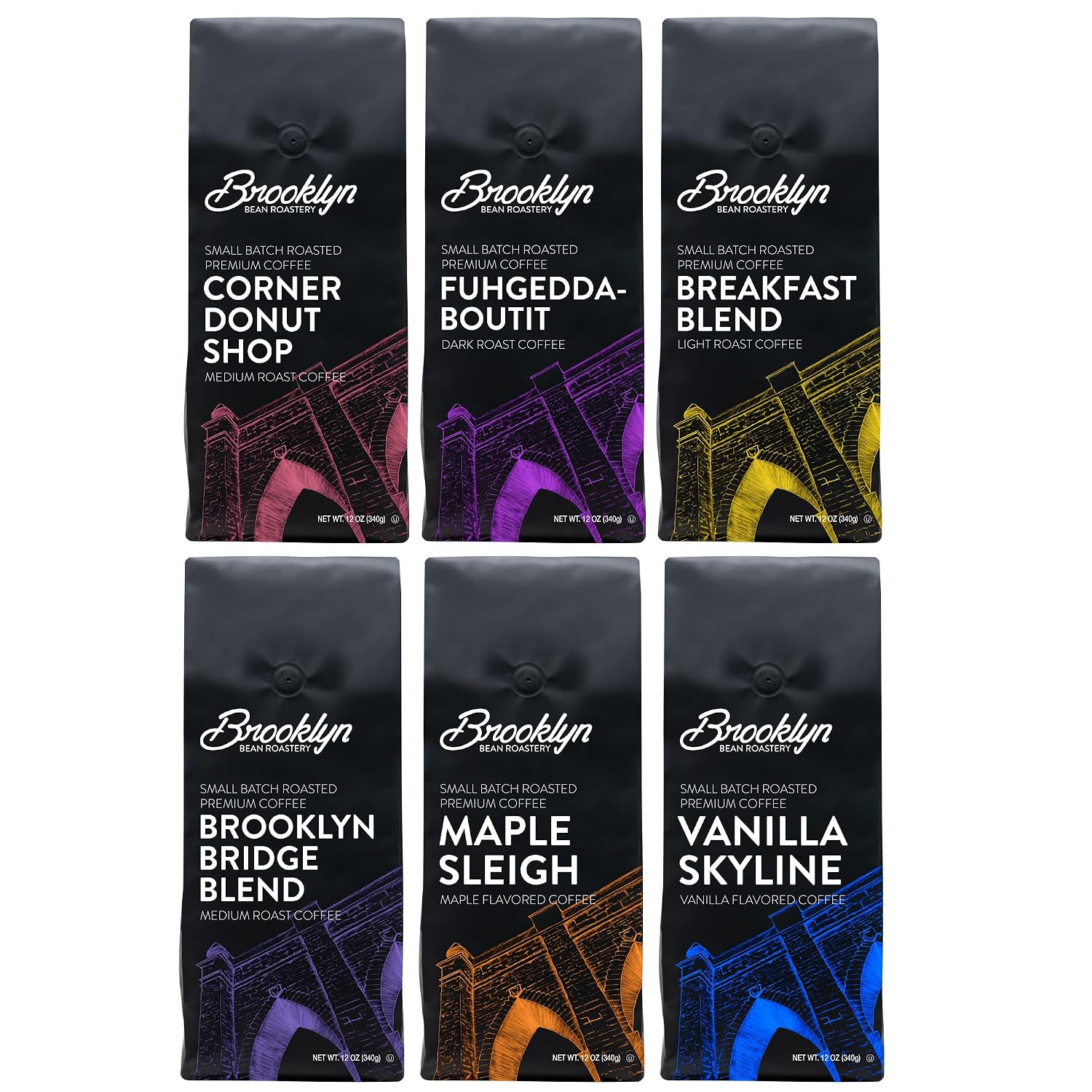 Brooklyn Beans Maple Sleigh 100% Arabica Craft Roasted Ground Coffee, Premium Maple Flavored Roast, 12 Oz Bag