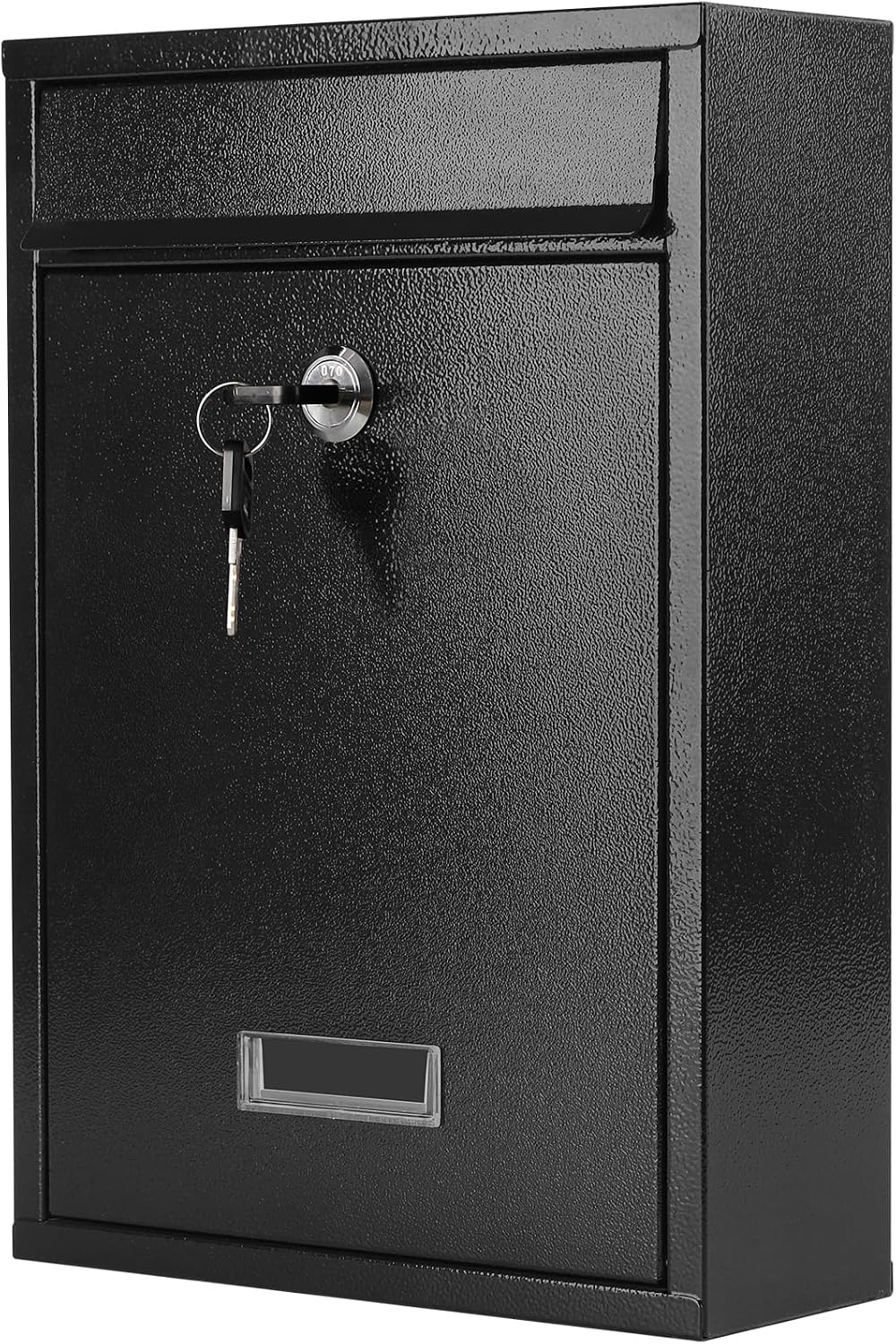 KYODOLED Mailbox for Outside, Wall Mount Locking Mailbox, Security Drop Box with Key Lock for Letters, Cash, Cards, Steel Mail Box for House Office School, 12.4H x 8.54L x 3.35W Inches, Black