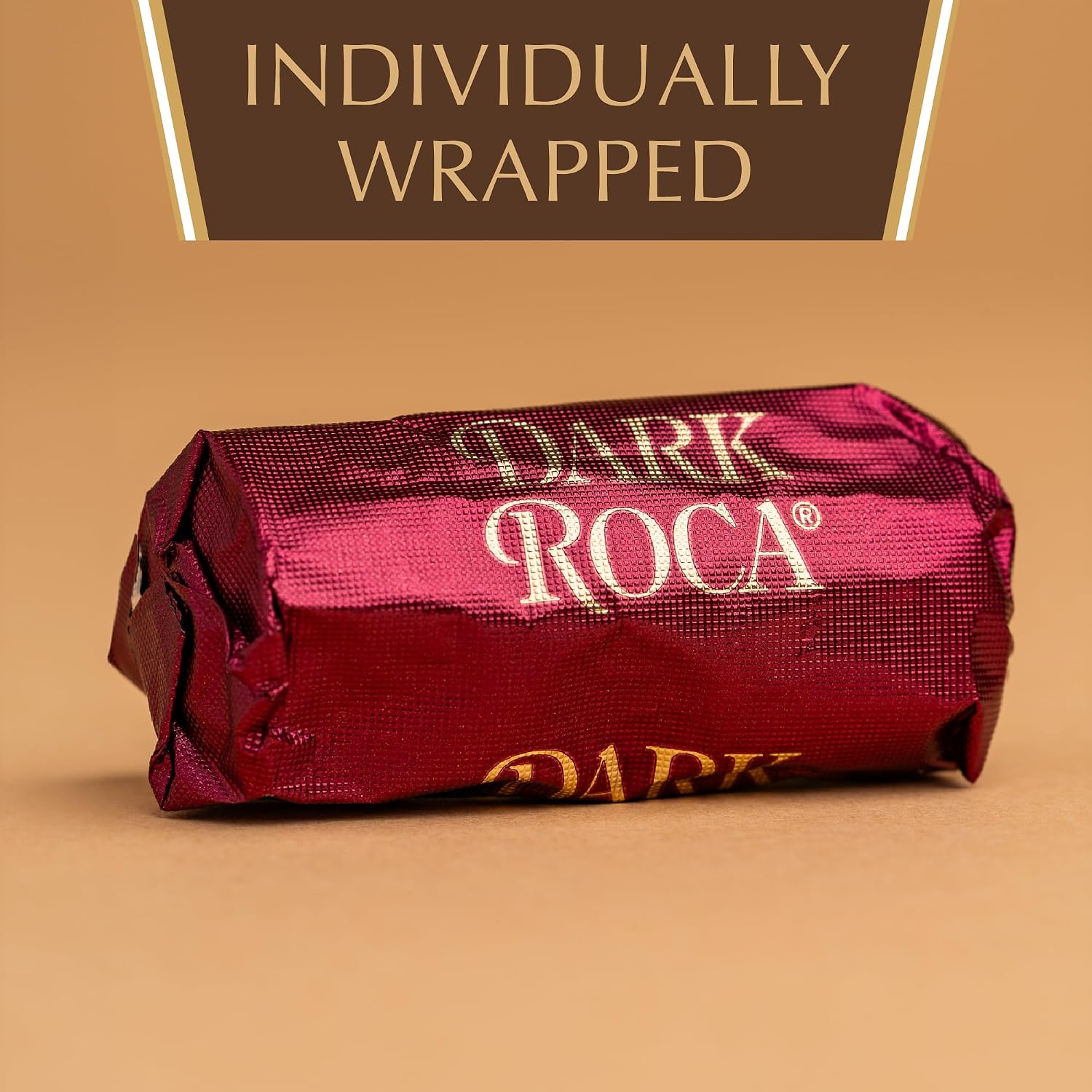 Brown & Haley Roca Chocolate Caramel Buttercrunch Toffee - 5 oz | Caramel Buttercrunch Toffee with Almonds & Sea Salt - Individually Wrapped - Gluten Free, Kosher - Gifts and Sharing