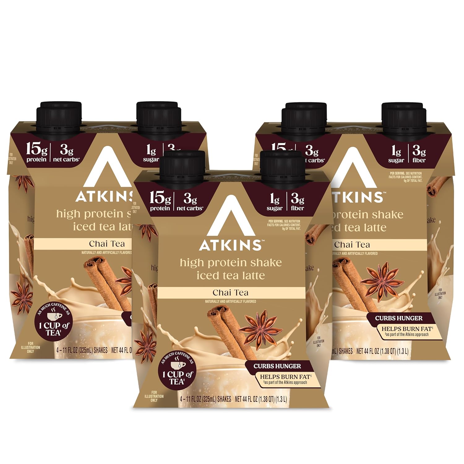 Atkins Café au Lait Iced Coffee Flavored High Protein Shake, Low Sugar and Low Carb, Keto Friendly, Ready to Drink Protein Drink, Gluten Free