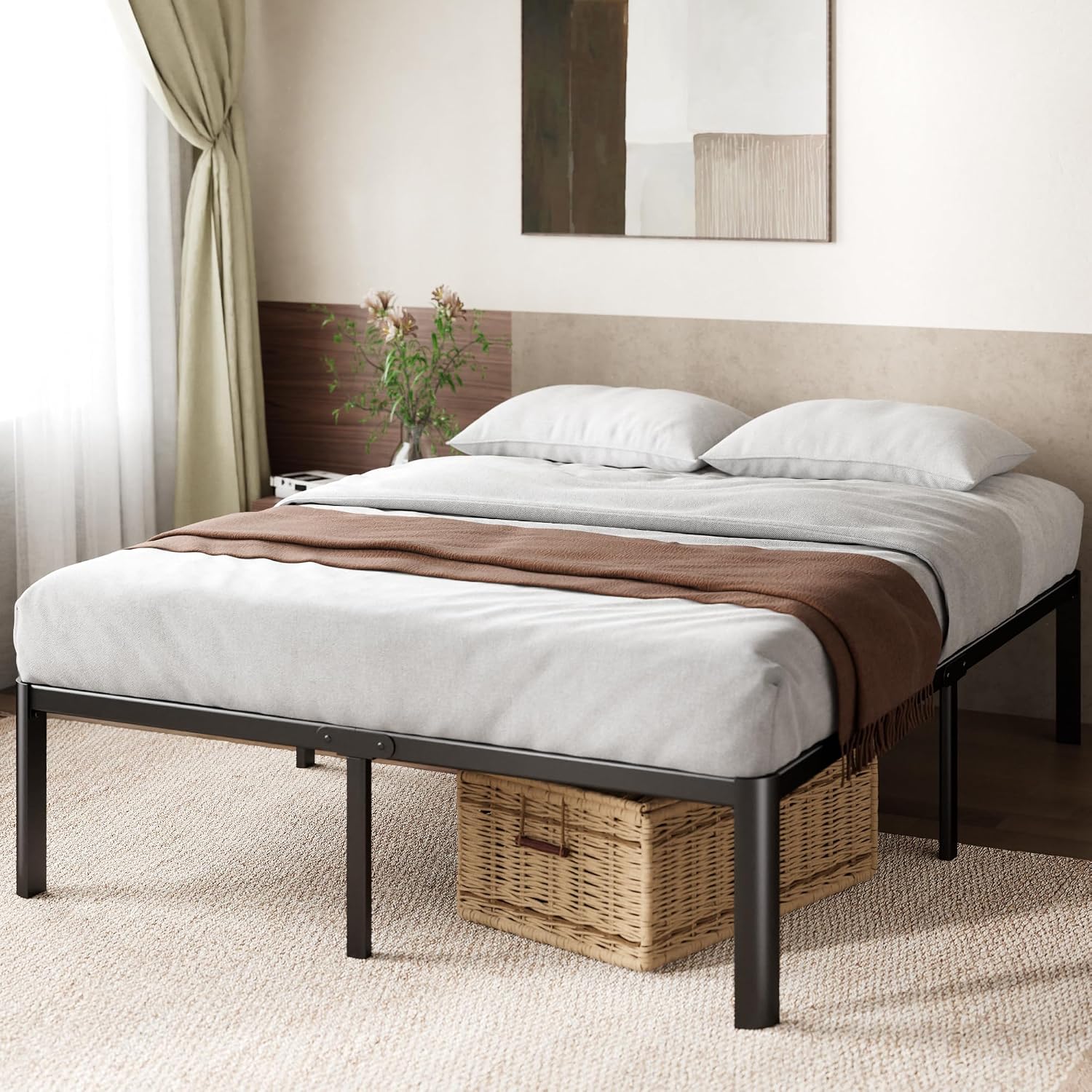 ZINUS Van 16 Inch Metal Platform Bed Frame / Steel Slat Support / No Box Spring Needed / Easy Assembly, Full
