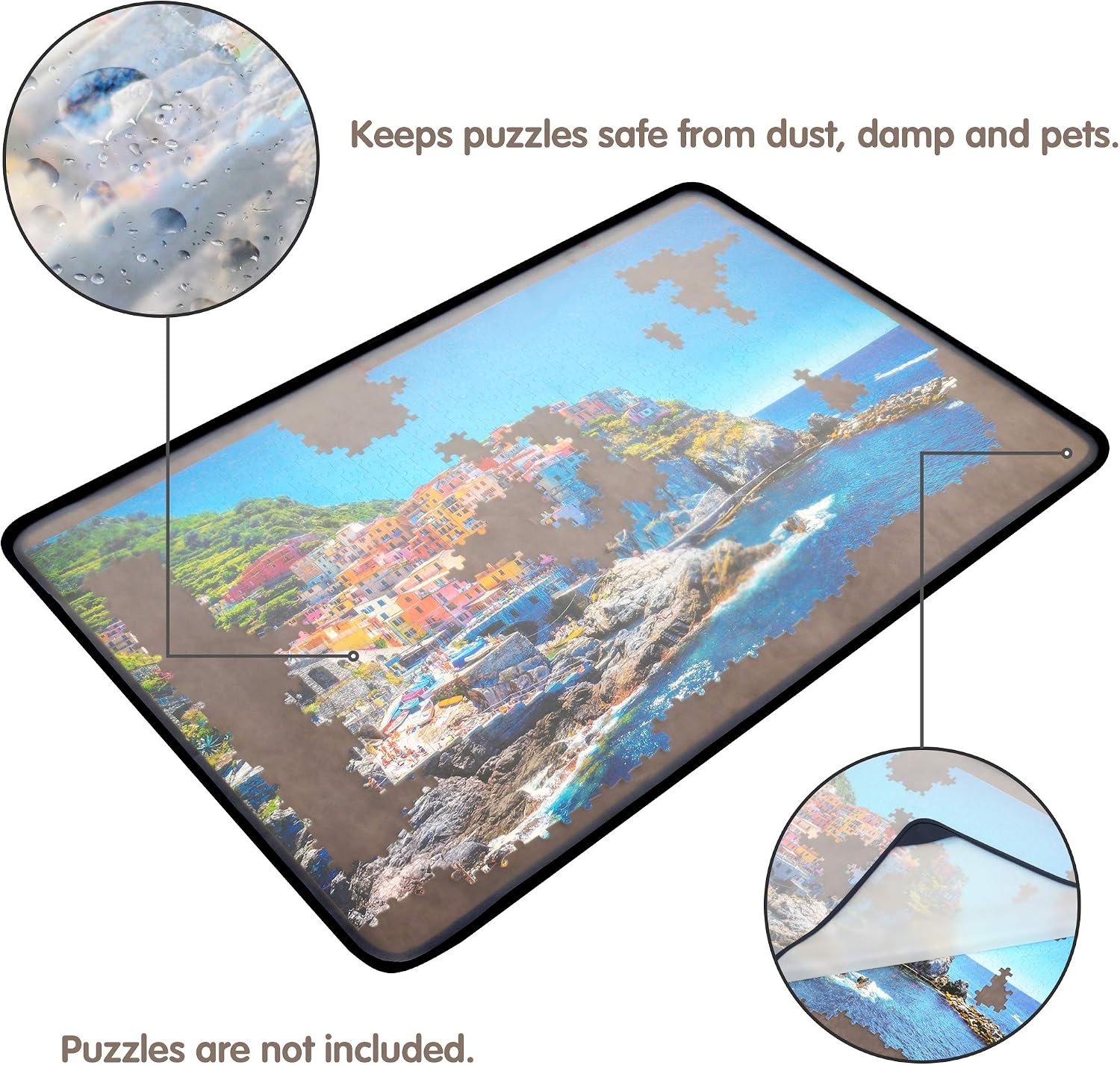 Tektalk Jigsaw Puzzle Board Portable Puzzle Mat with Dustproof Cover for Puzzle Storage Saver, Non-Slip Surface, Up to 1000 Pieces (Gray)