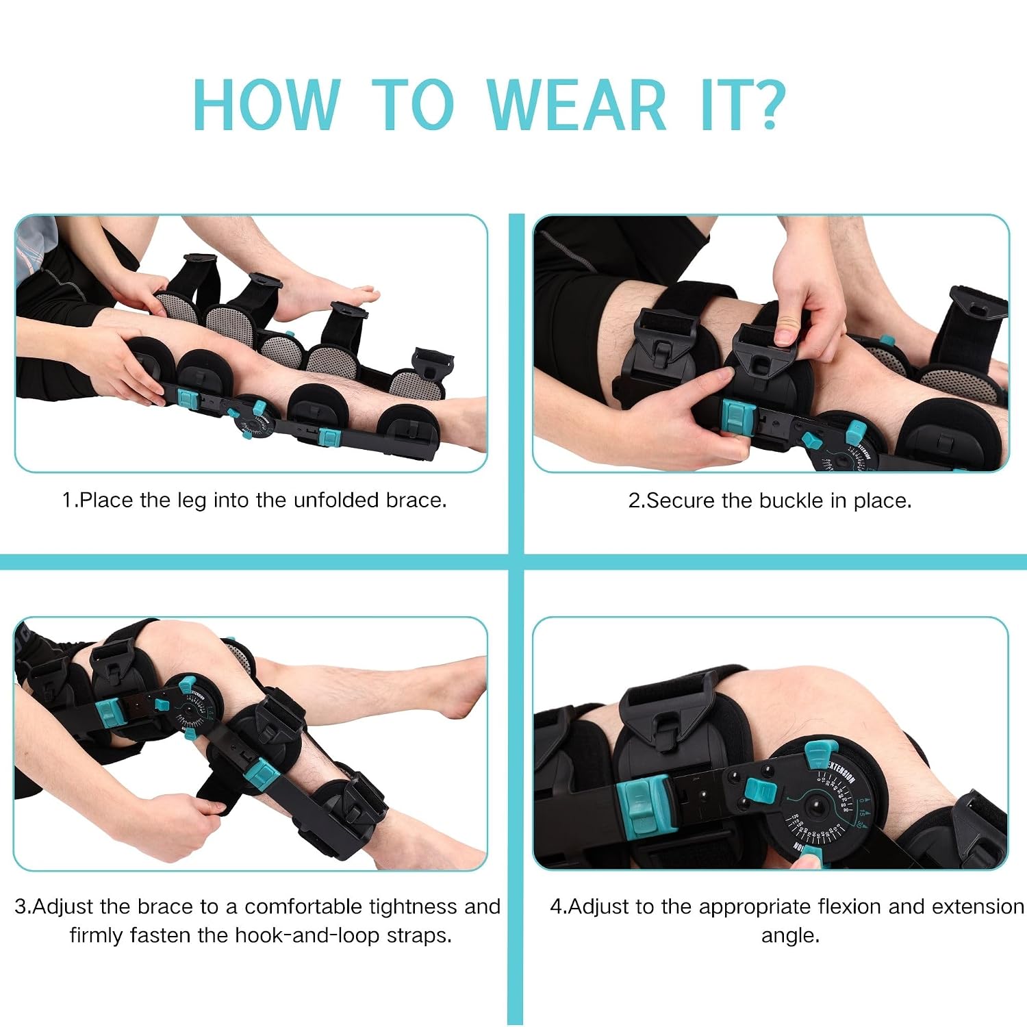 Hinged Rom Knee Brace, Adjustable Post Op Knee Immobilizer for Recovery Stabilization, ACL, MCL and PCL Injury