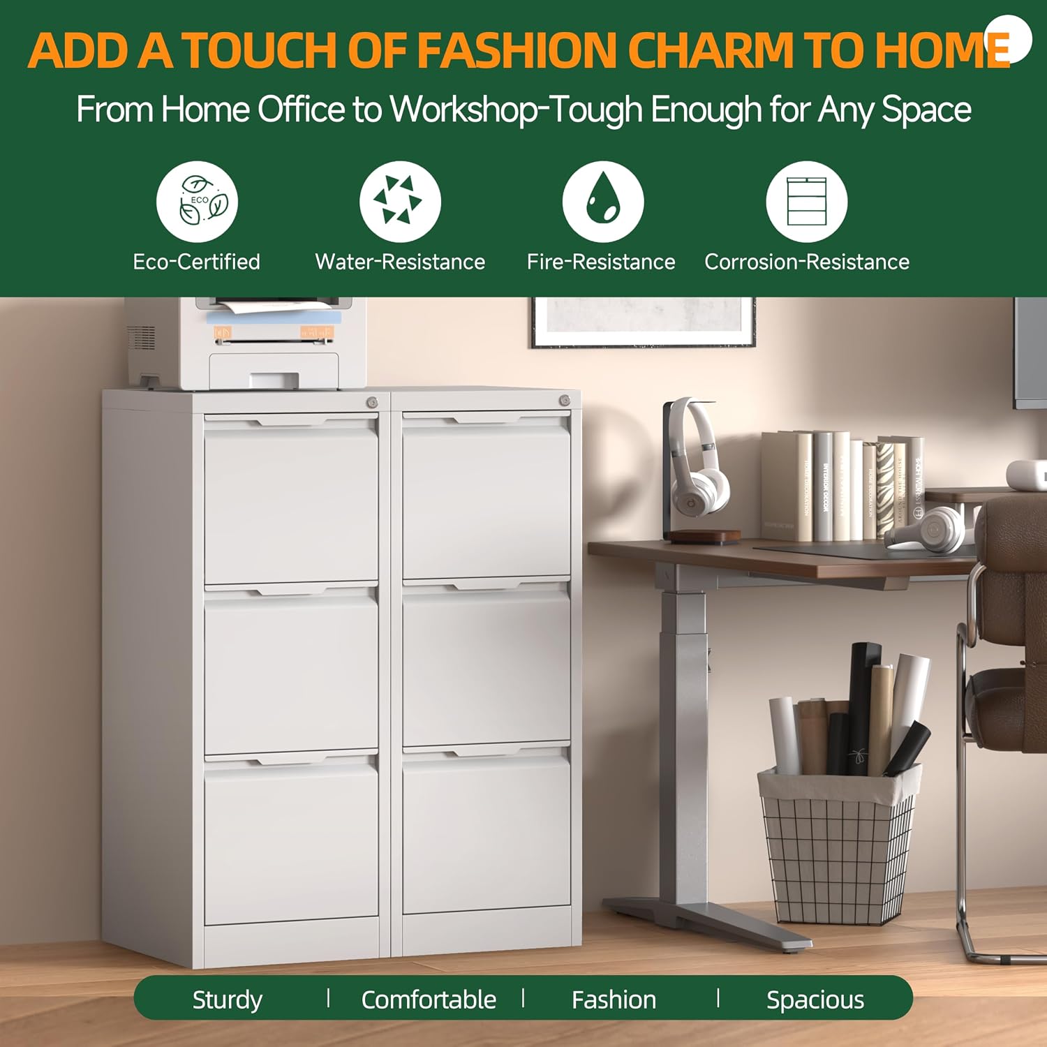 3 Drawer File Cabinet with Lock, Filing Cabinets for Home Office | Metal Vertical File Cabinets