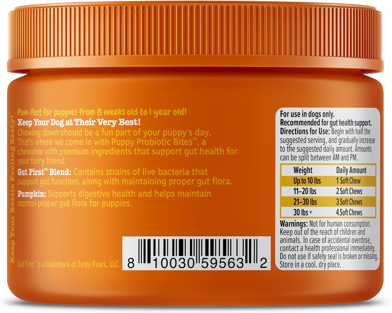 Zesty Paws Probiotics for Dogs - Digestive Enzymes for Gut Flora, Digestive Health, Diarrhea & Bowel Support - Clinically Studied DE111 - Dog Supplement Soft Chew for Pet Immune System - Pumpkin, 90ct