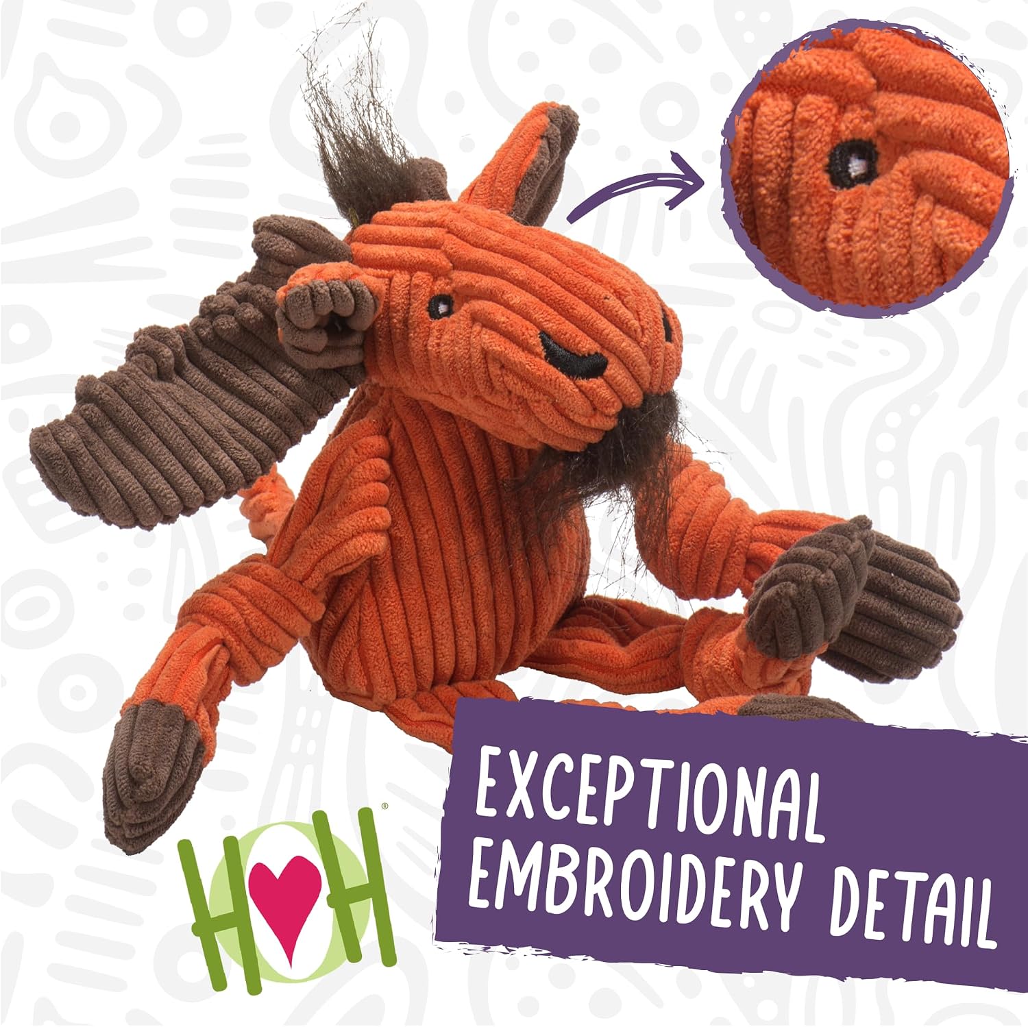 HuggleHounds Knottie Plush Dog Toy - Dog Stuffed Animal Toy, Squeaky Puppy Toys, for Small, Medium & Large Dogs, Durable Plush to Keep Them Busy - Ms Maddie Sock Monkey, Large