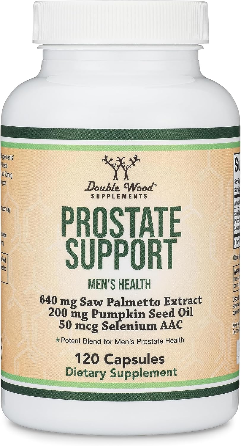 Prostate Support Saw Palmetto + Pumpkin Seed Oil, Fewer Night Trips, 120ct | Daily Prostate + Urinary Control Supplement, Saw Palmetto