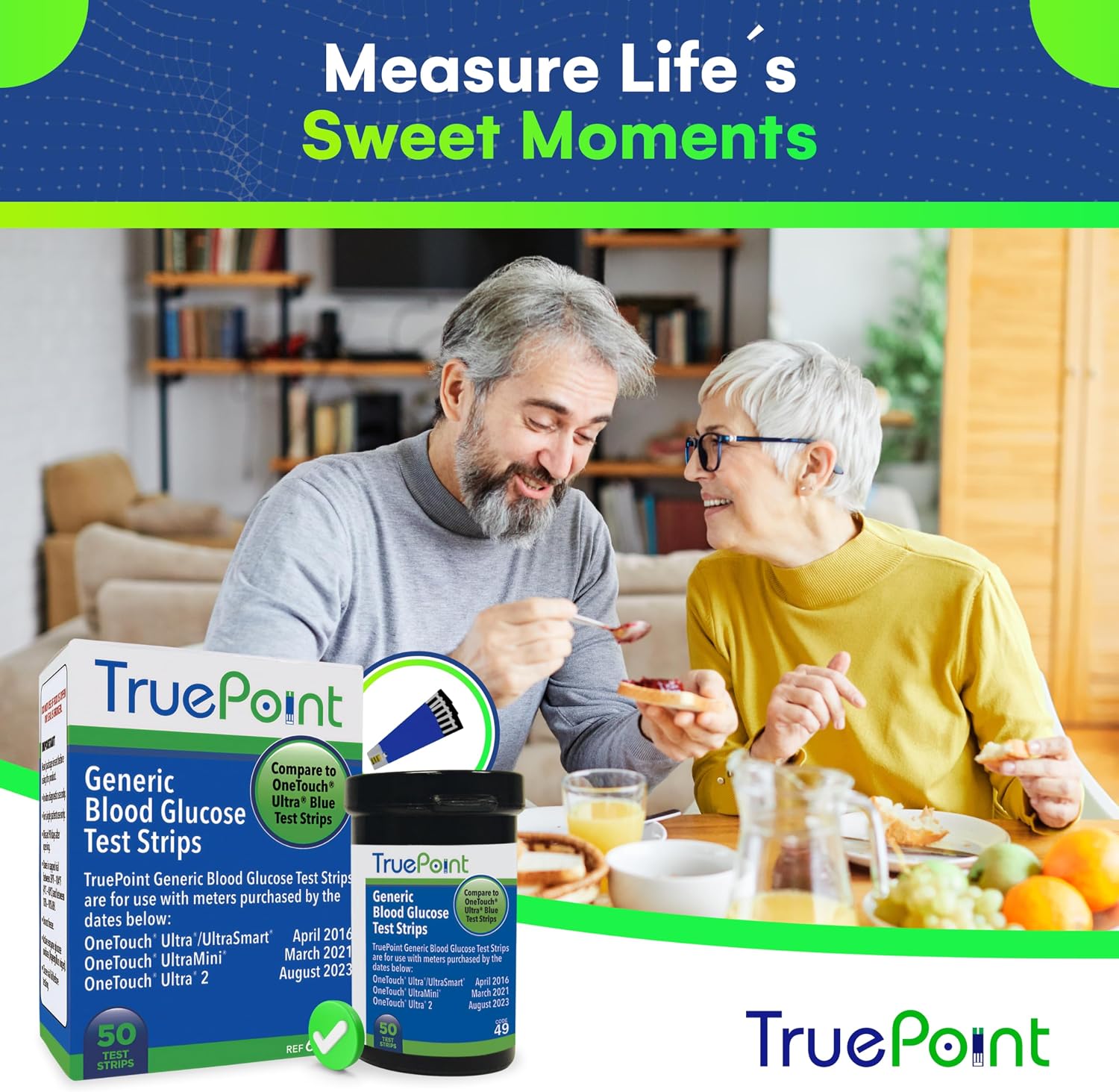 TruePoint Blood Glucose Test Strips, 50 Count, for Ultra Series Meters | For home blood glucose testing, compatible with Ultra, Ultra2