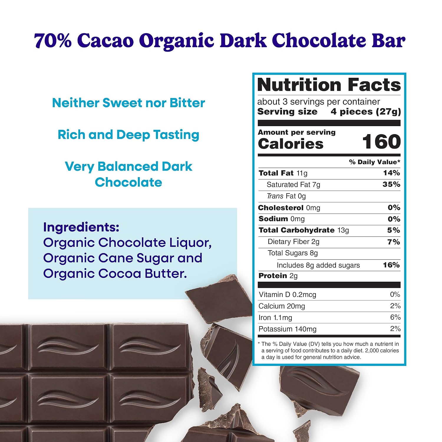 Pascha 85% Cacao Dark Chocolate Bars - Organic, Vegan, 10 Count | Pascha 85% Organic Vegan Dairy Free Dark Chocolate Bars, 10 Count