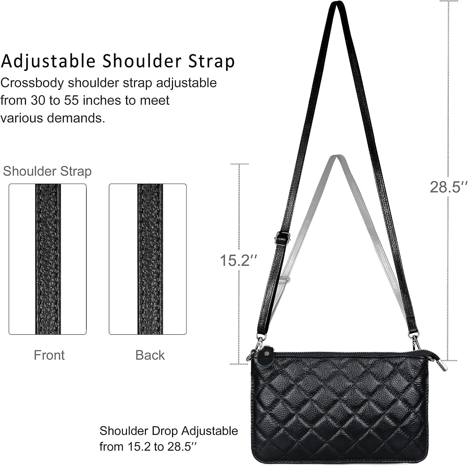 befen Genuine Leather Small Crossbody Bags for Women Wristlet Wallet Purses | Real Leather, RFID Blocking Card Slots, Wristlet Strap, Clutch Purse, Fit iPhone 17 Pro Max, Leather Handbags